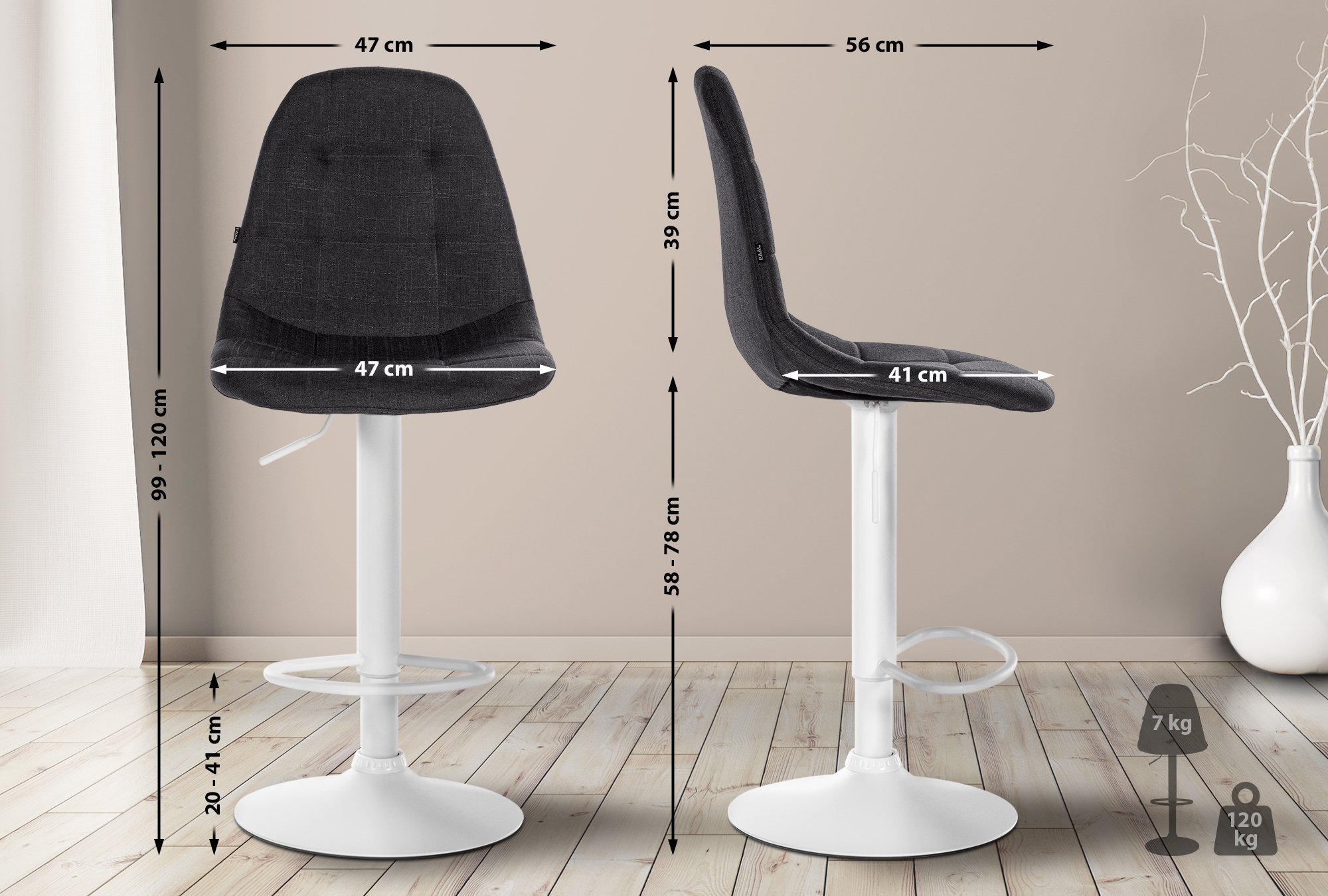 Tabouret de bar Elmore Tissu