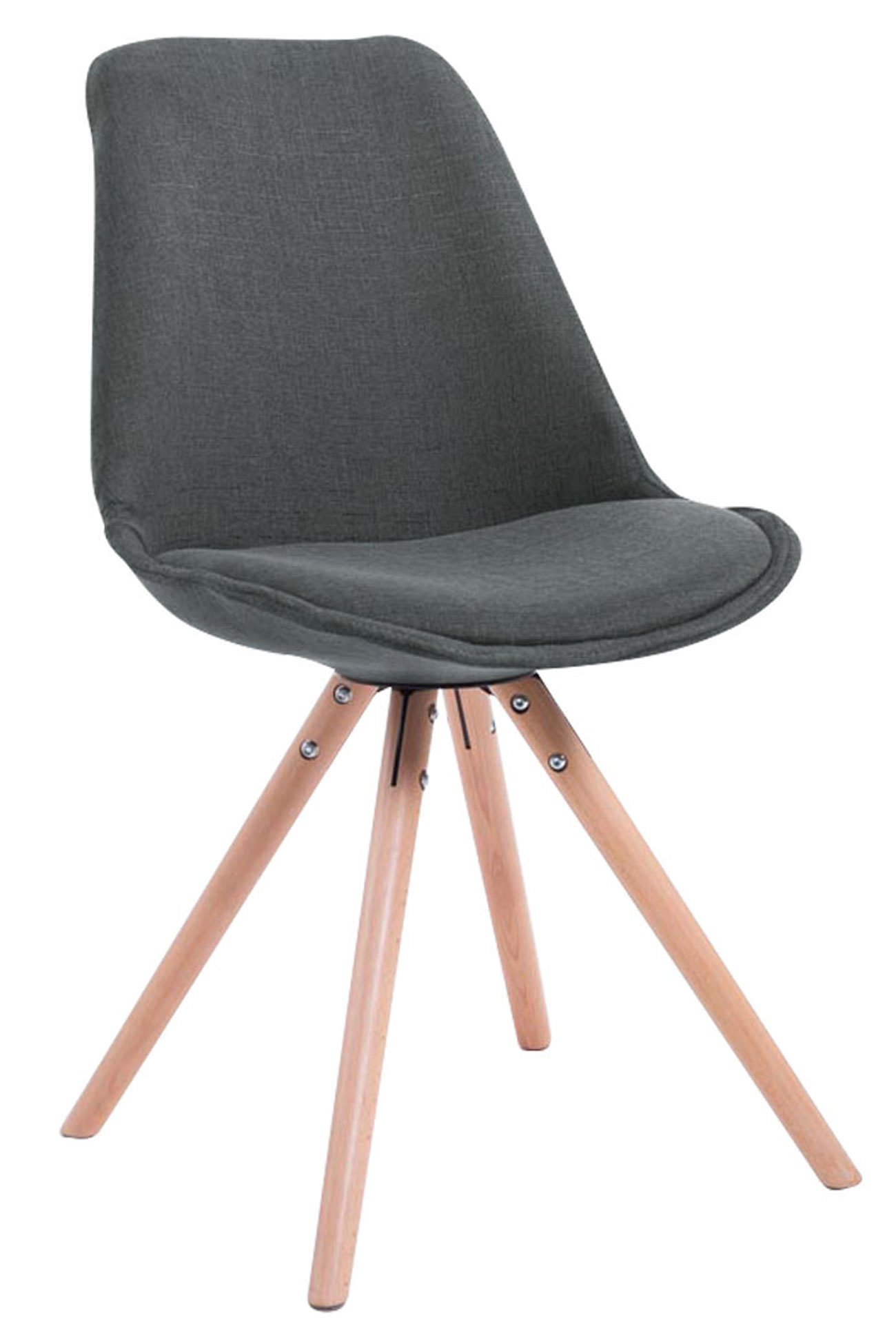 Lot de 4 Chaises de salle à manger Toulouse Tissu Pieds ronds bois