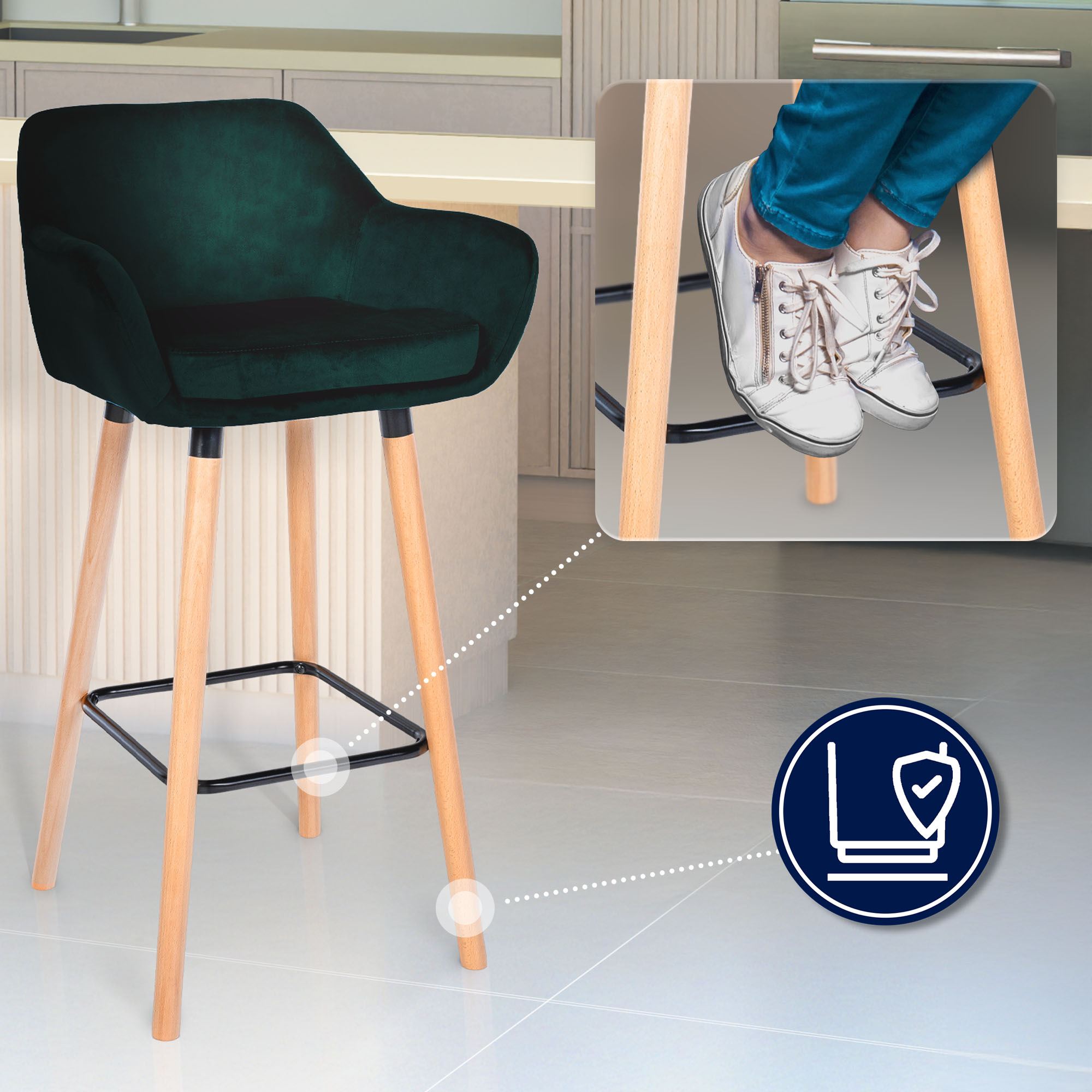 Tabouret de Bar Grant Velours