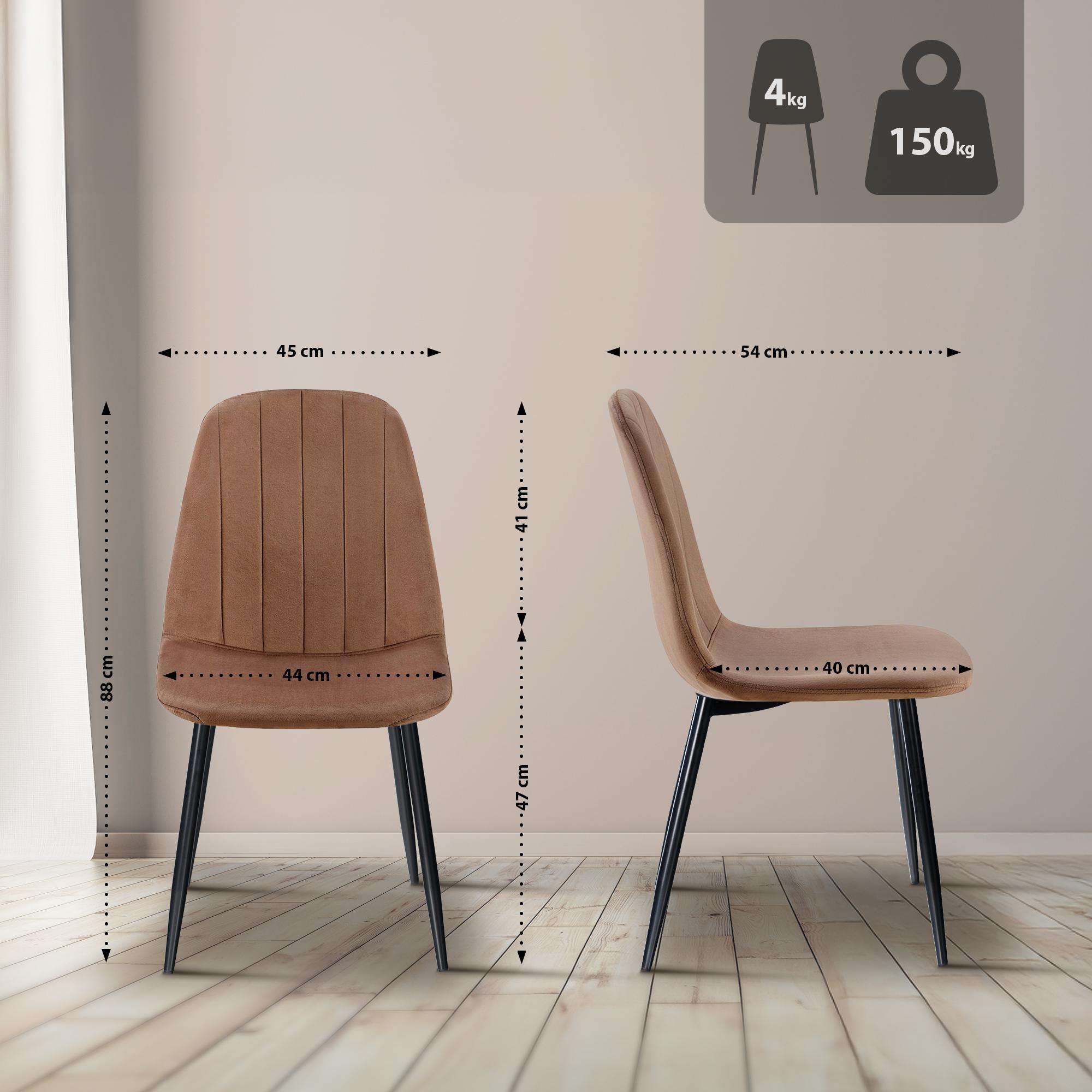 Lot de 4 chaises de salle à manger Baxter velours