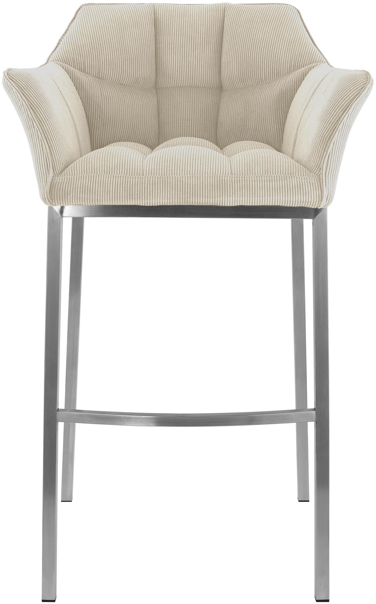 Tabouret de Bar Damaso en Velours Côtelé avec Piétement à Quatre Pieds