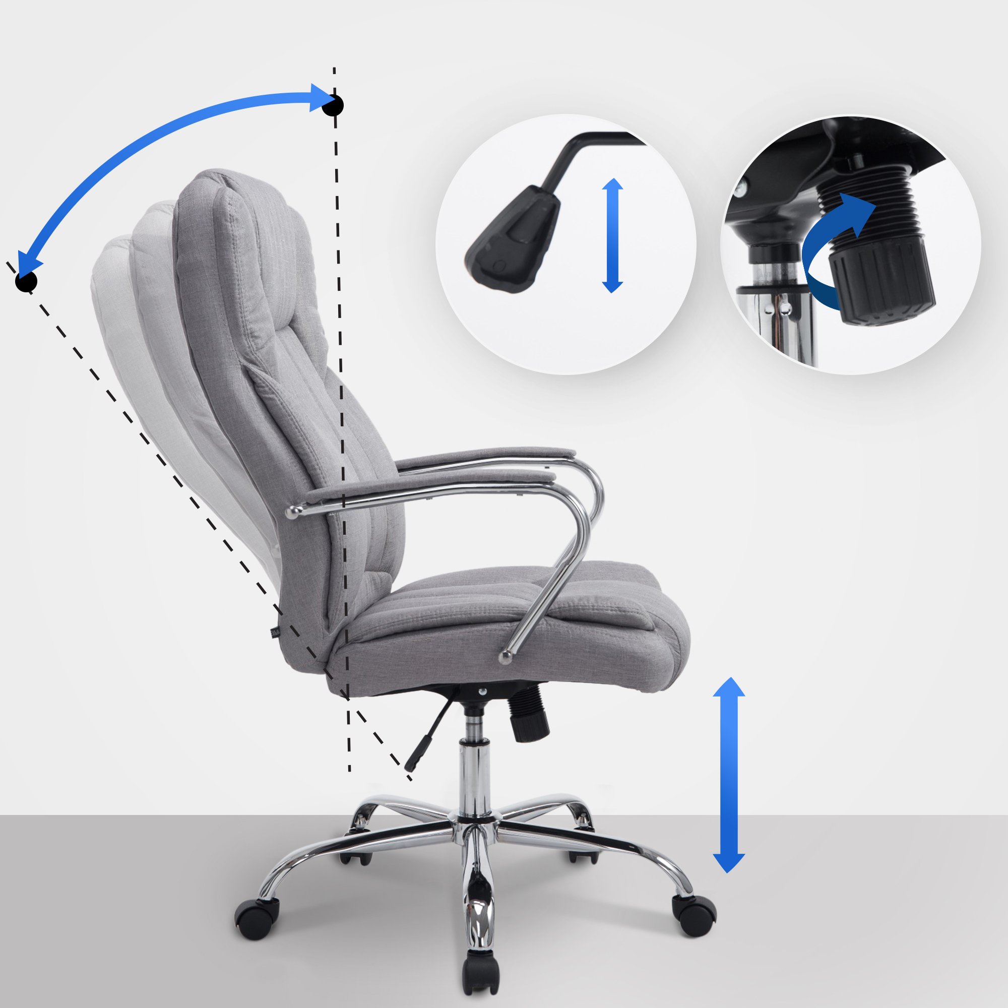 Fauteuil de bureau XXL Xanthos en Tissu capacité de charge de 210 kg