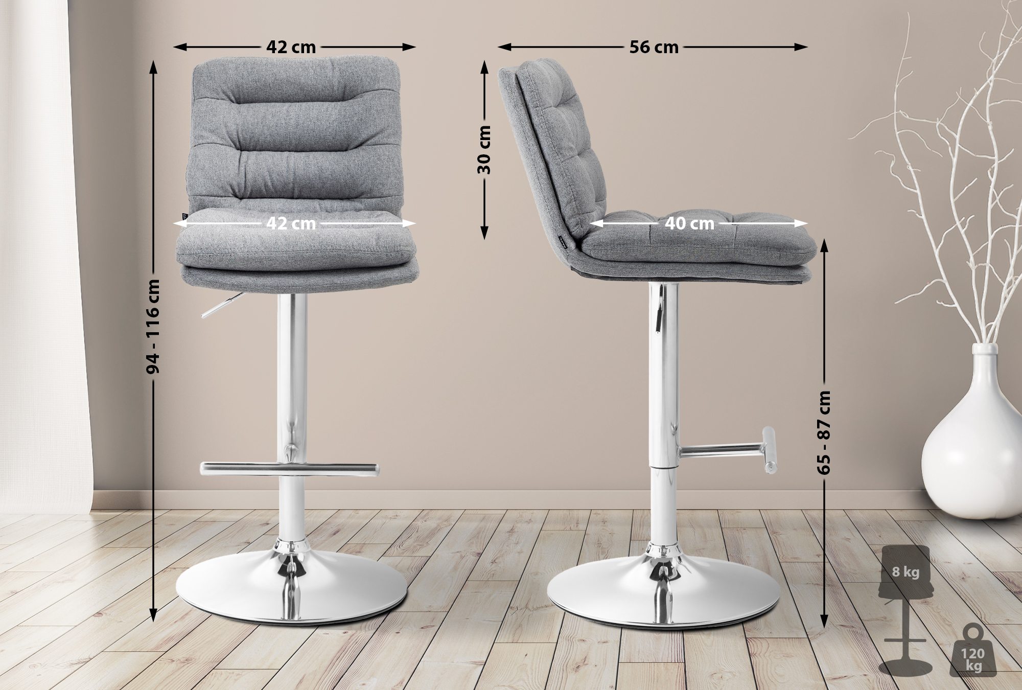 Tabouret de bar Damar Tissu