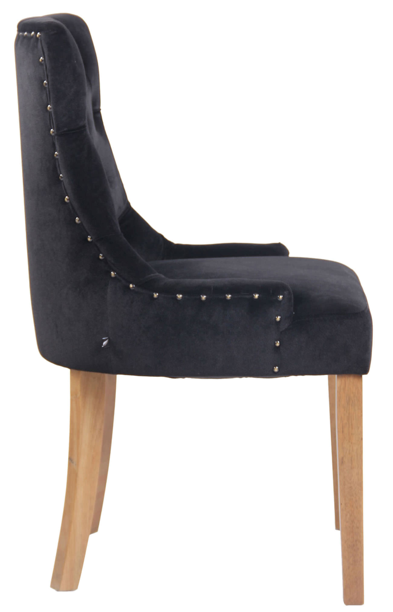 Lot de 4 Chaises de salle à manger Aberdeen en Velours Piètement en bois d'hévéa