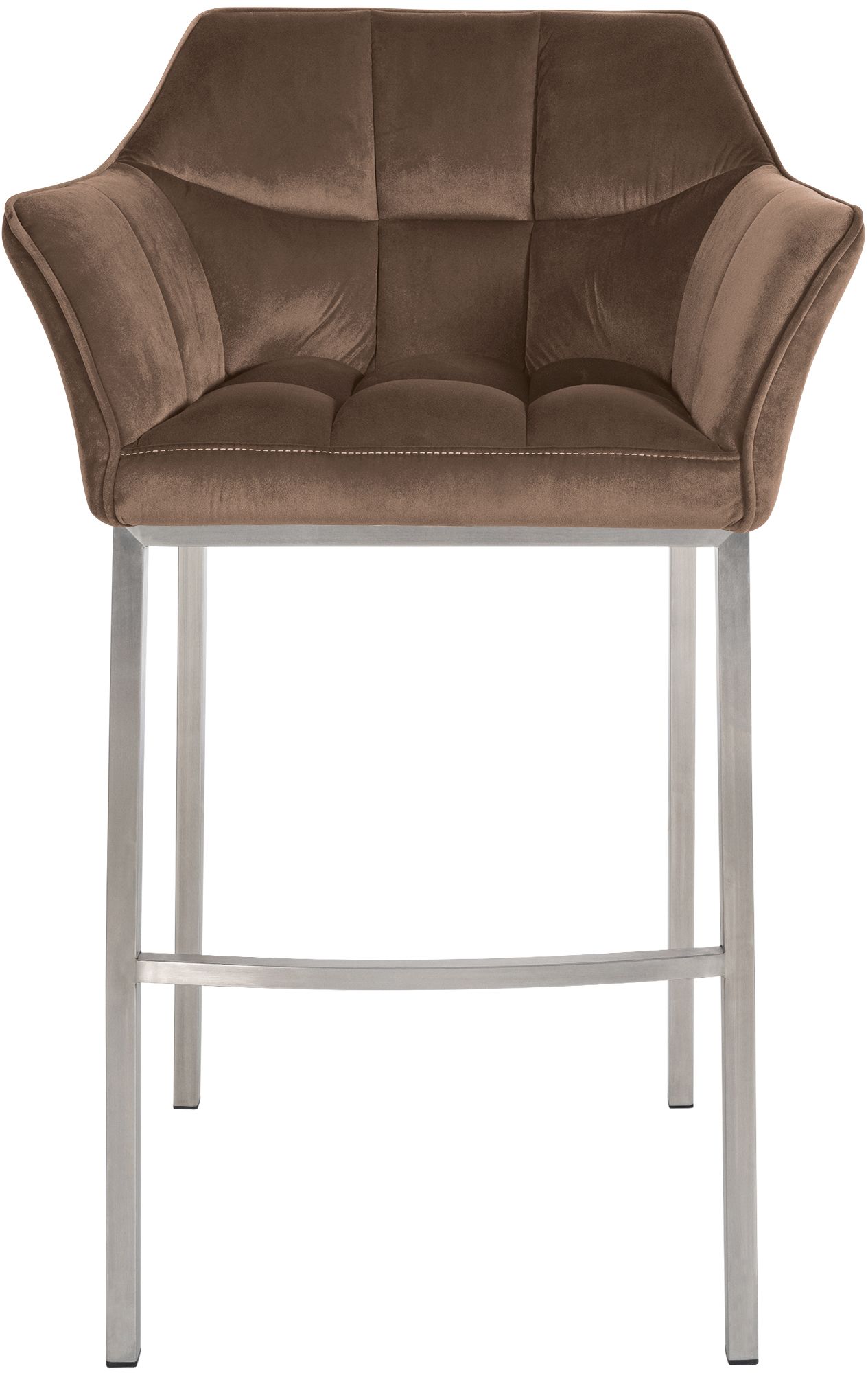 Lot de 2 tabourets de bar Damaso en velours avec piètement à quatre pieds