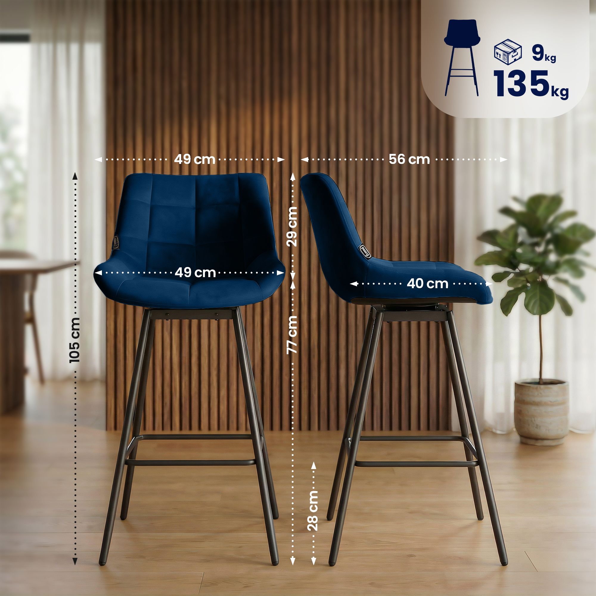 Tabouret de bar Weston pivotant