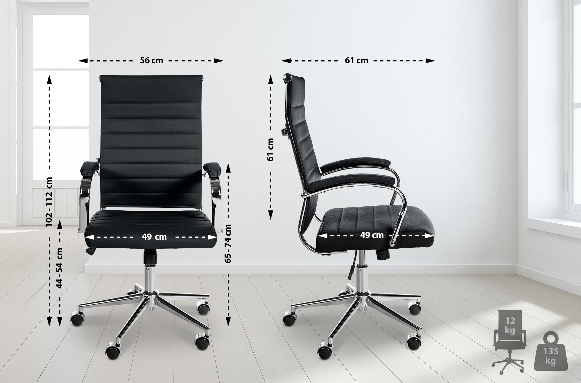 Chaise de bureau Mollis cuir véritable