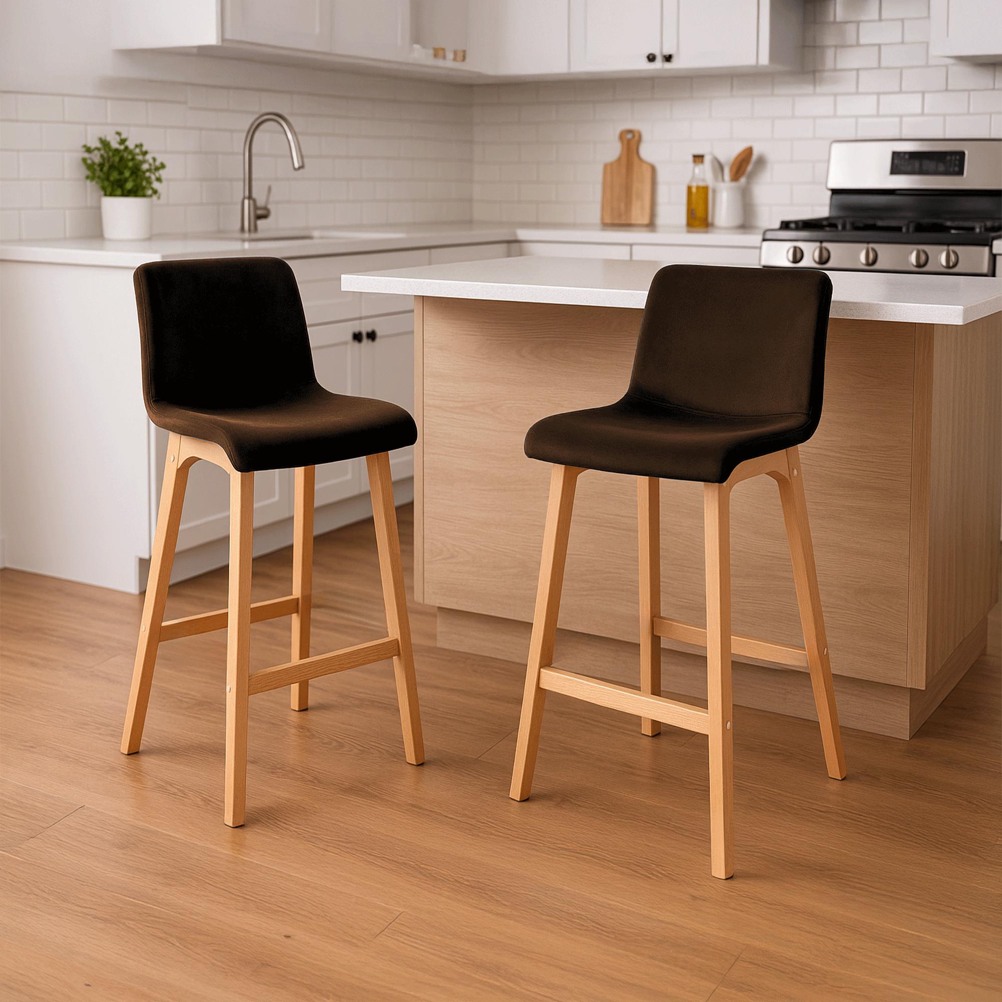 Tabouret de bar Hover velours piètement 4 pieds Natura