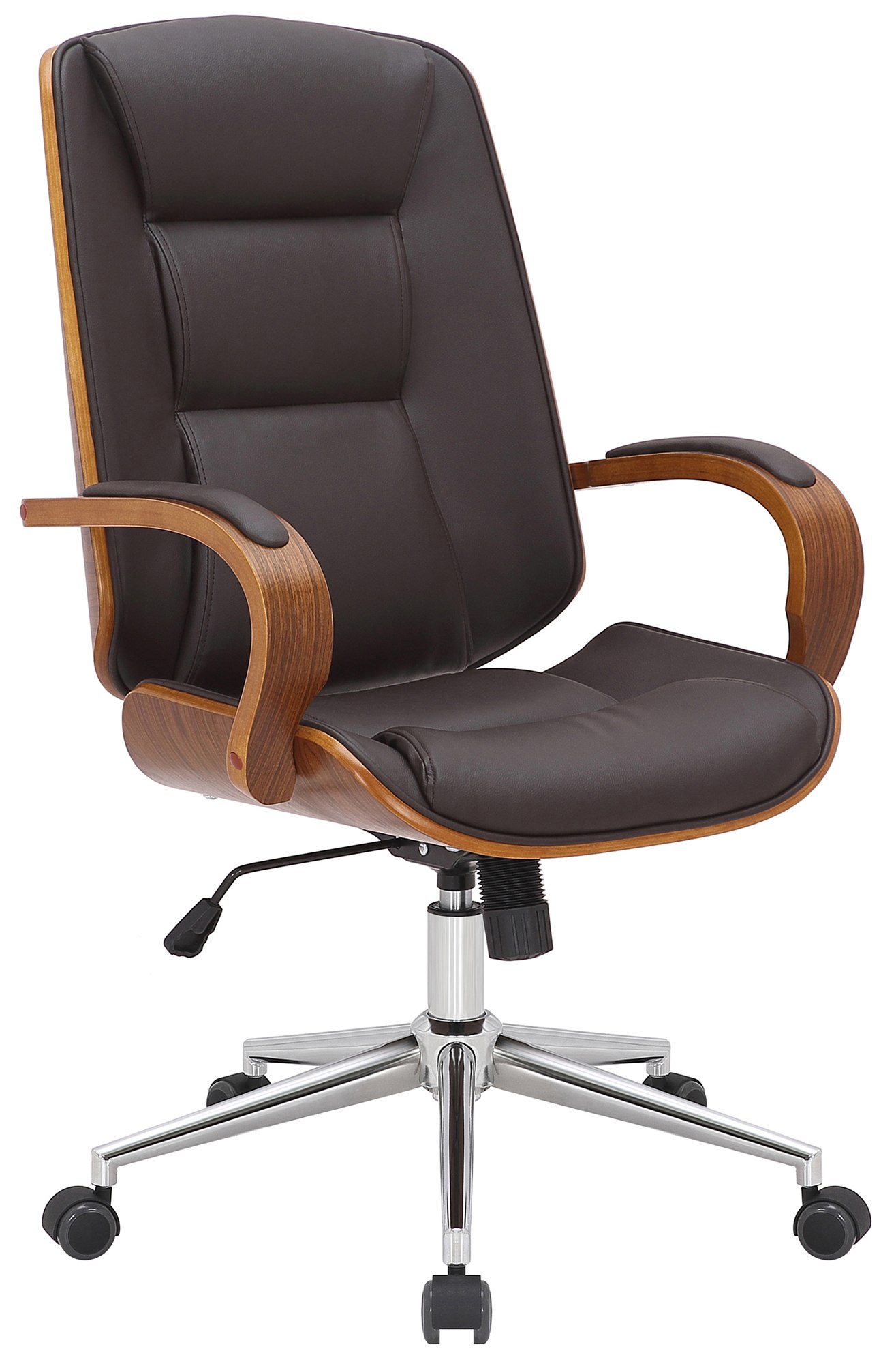 Fauteuil de bureau Yankton en similicuir avec coque de siège en bois