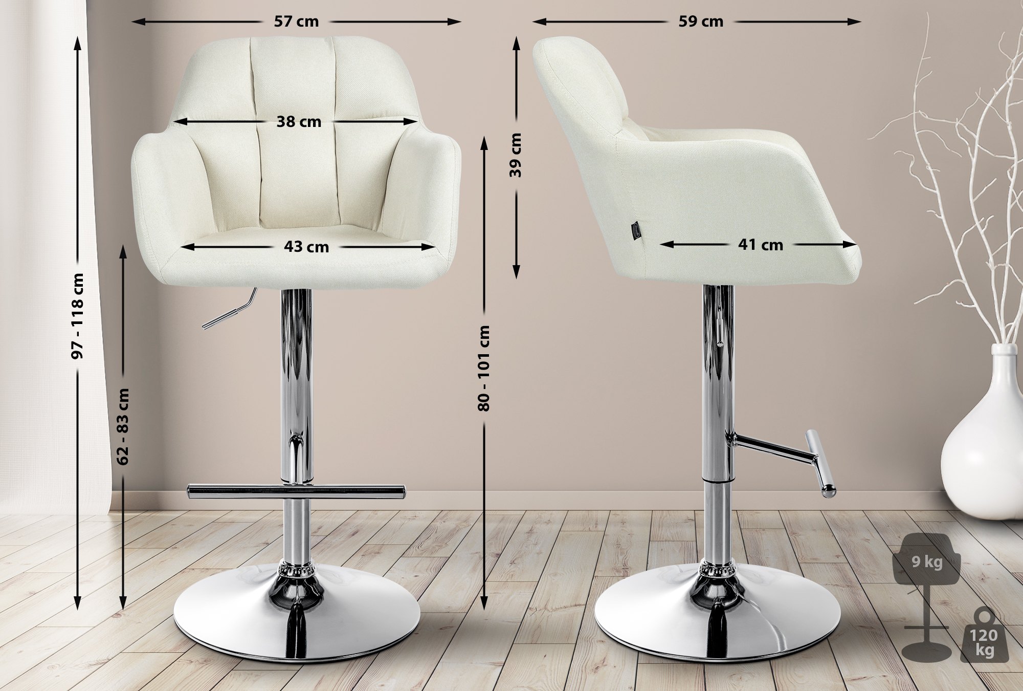 Tabouret de bar Natoma Tissu
