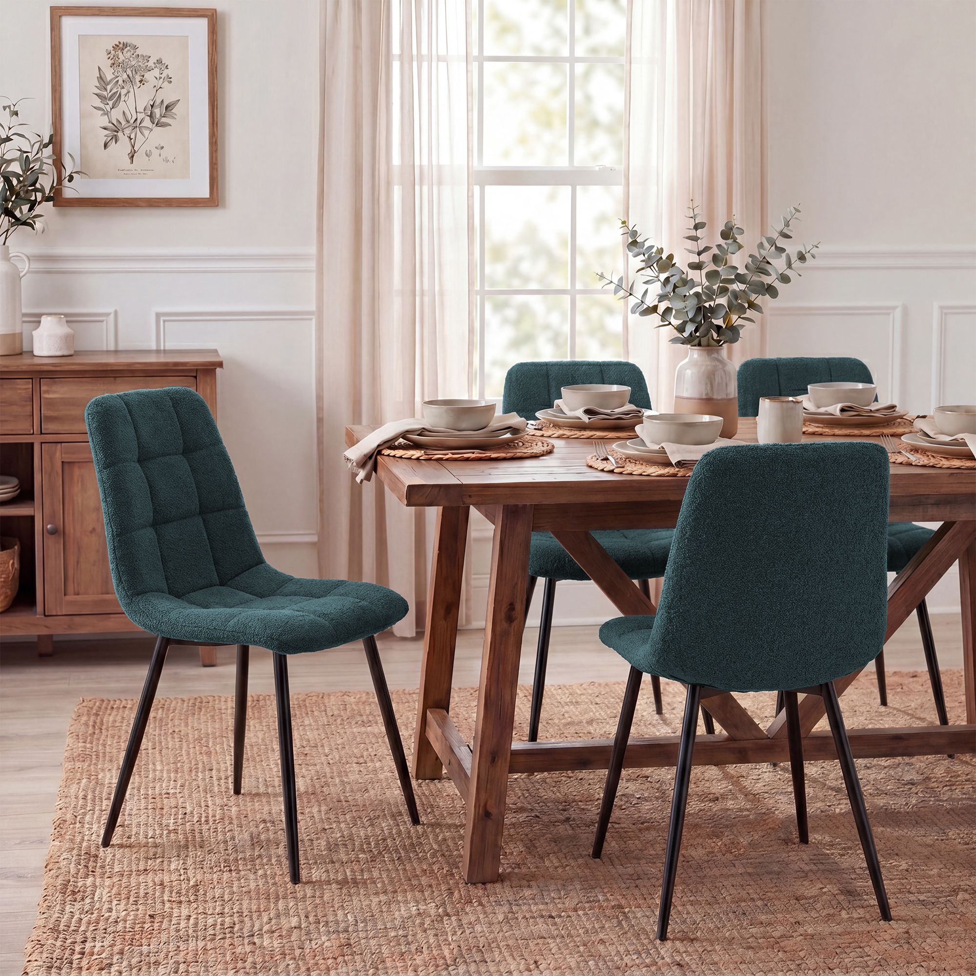 Chaise de salle a manger Antibes en tissu teddy
