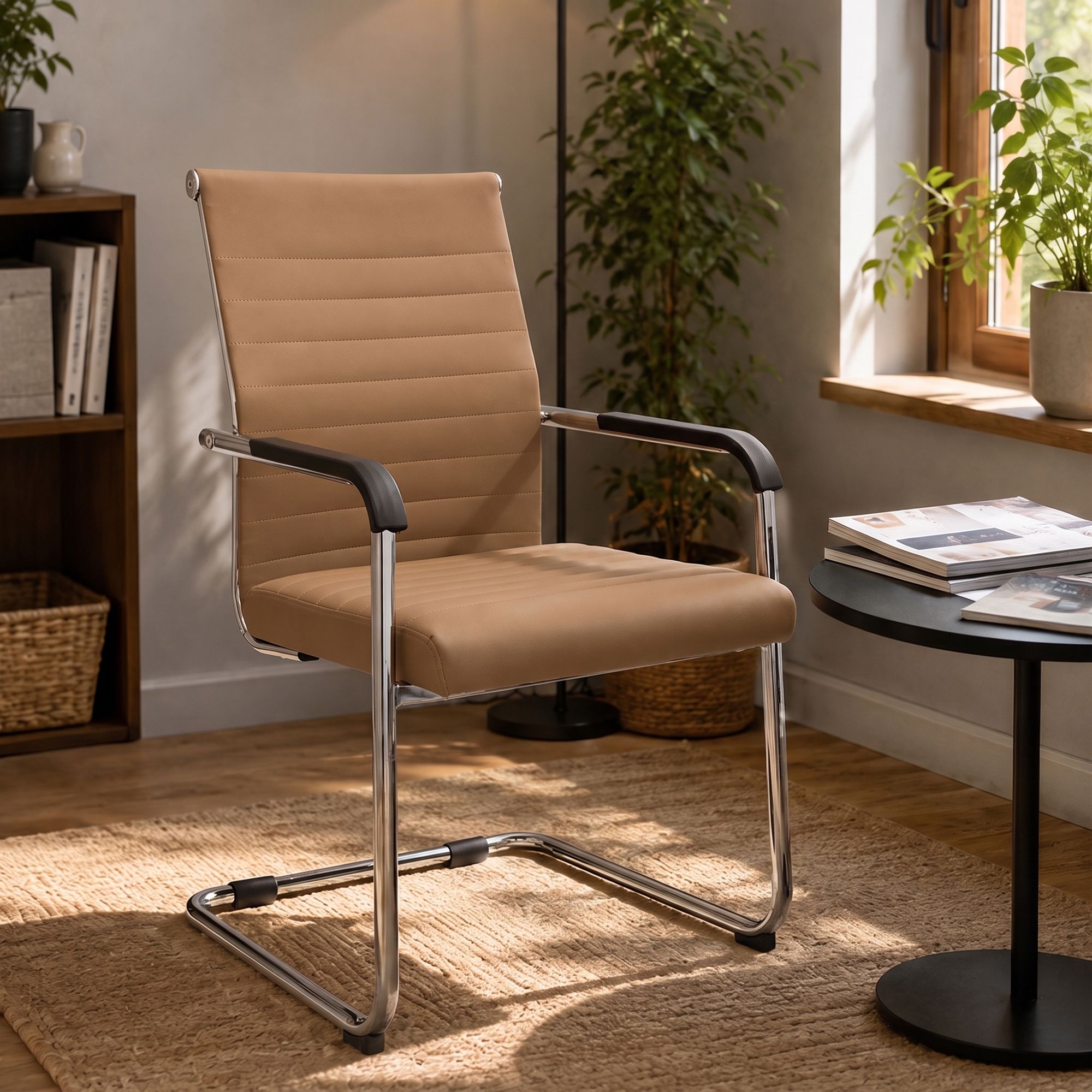 Chaise cantilever Hakon aspect cuir