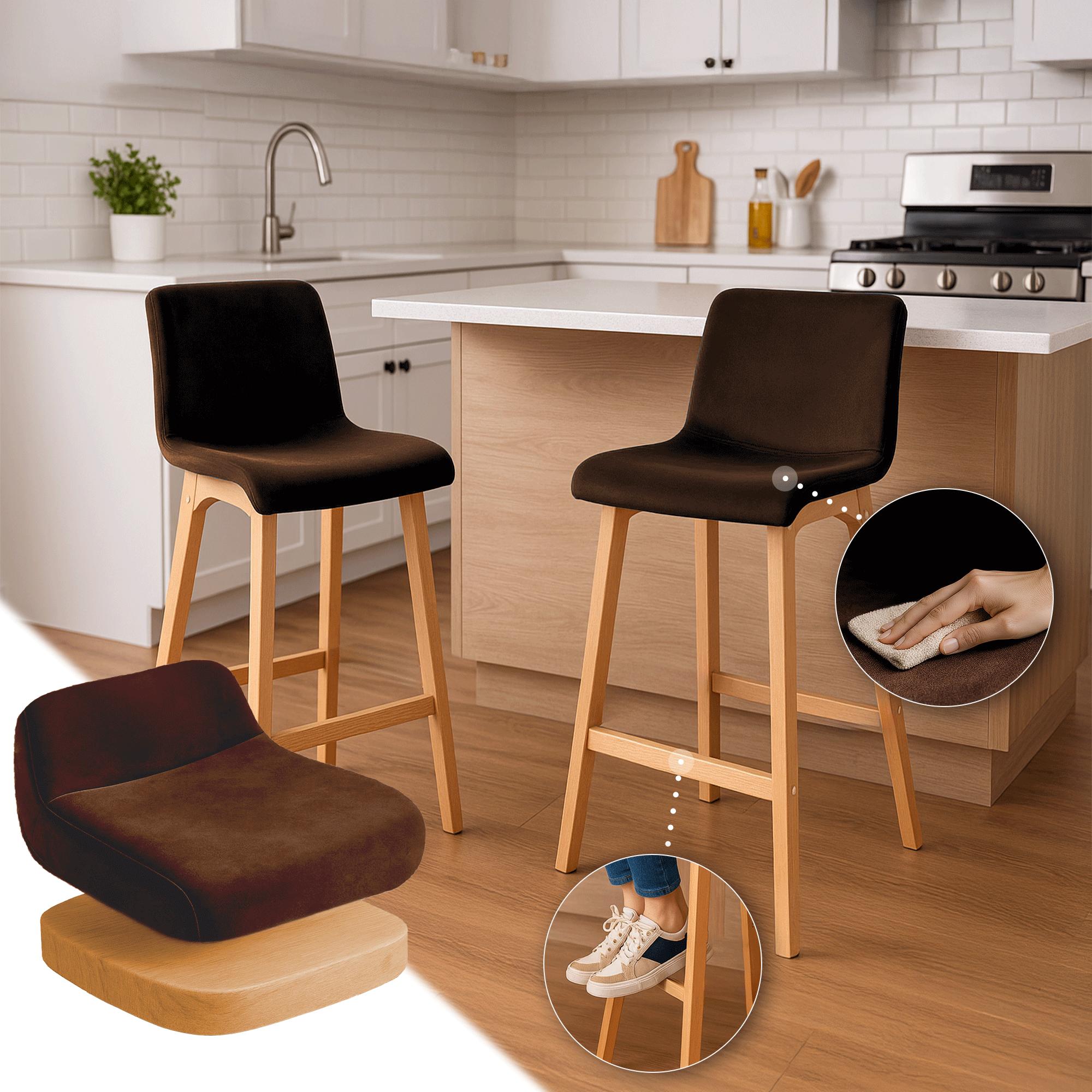 Tabouret de bar Hover velours piètement 4 pieds Natura