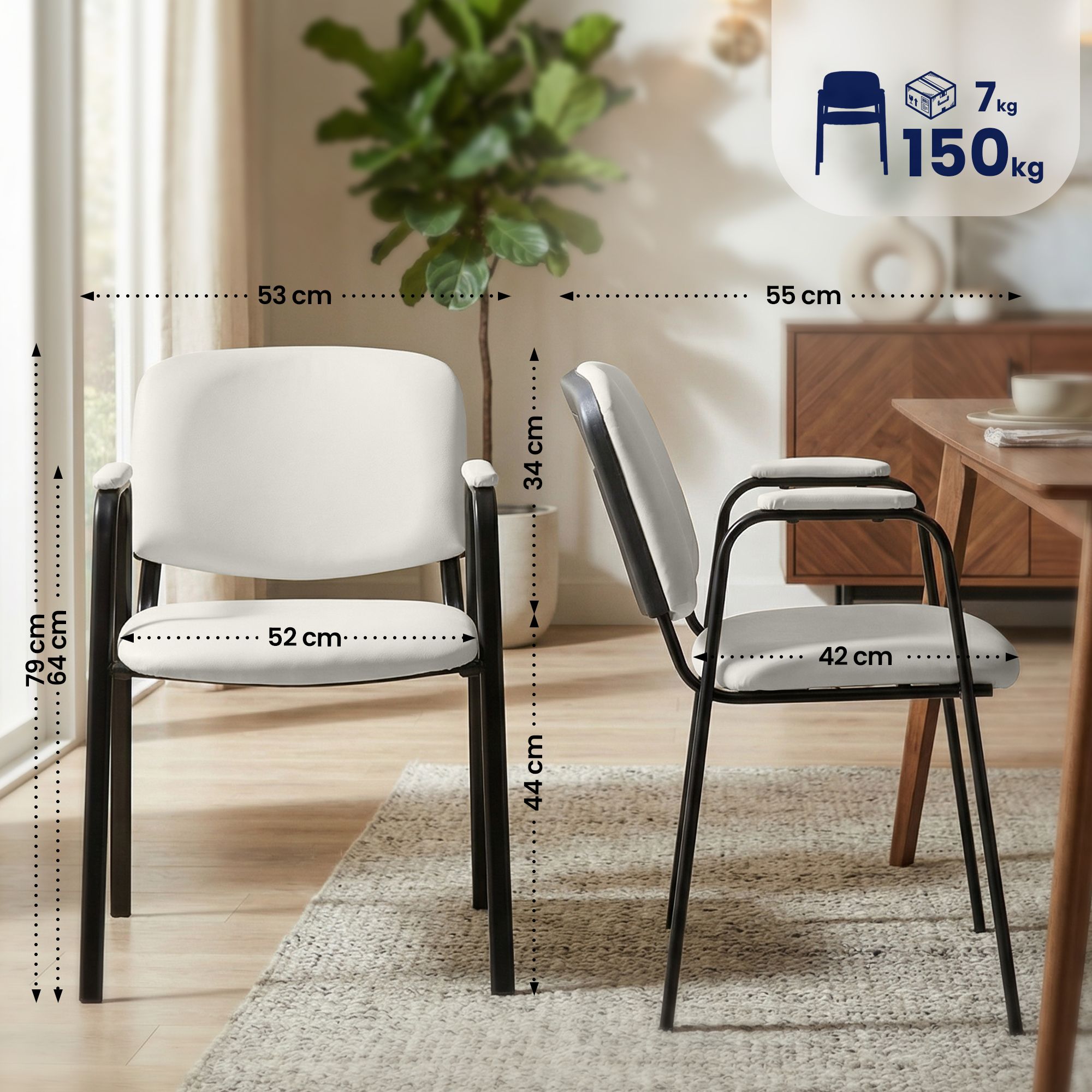 Lot de 4 chaises empilables Ken Pro en simili cuir