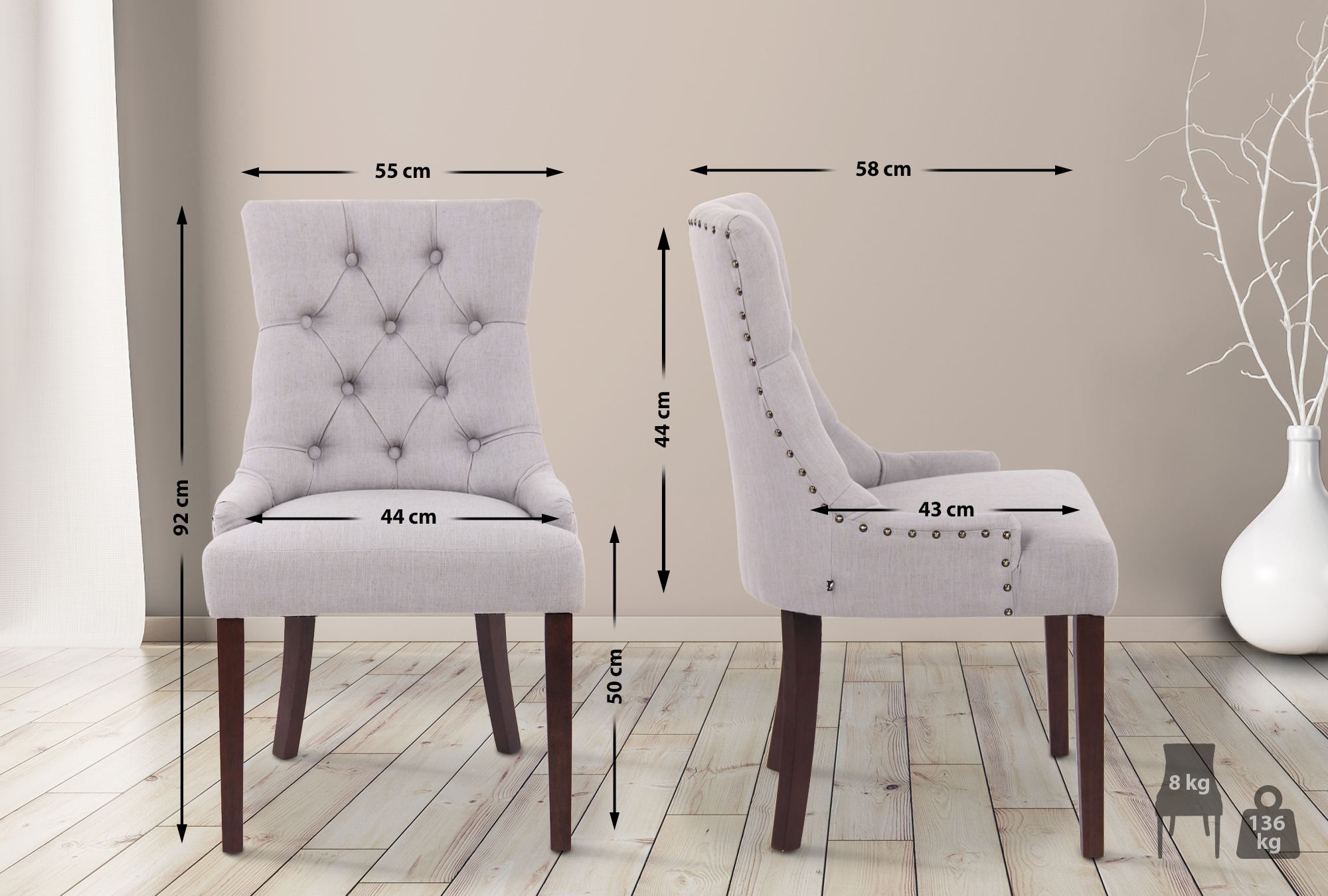 Chaise de salle à manger Aberdeen tissu