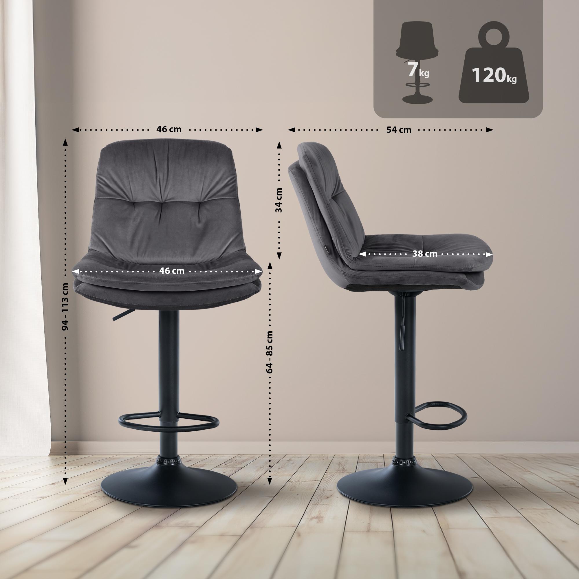 Tabouret de bar Laurel velours