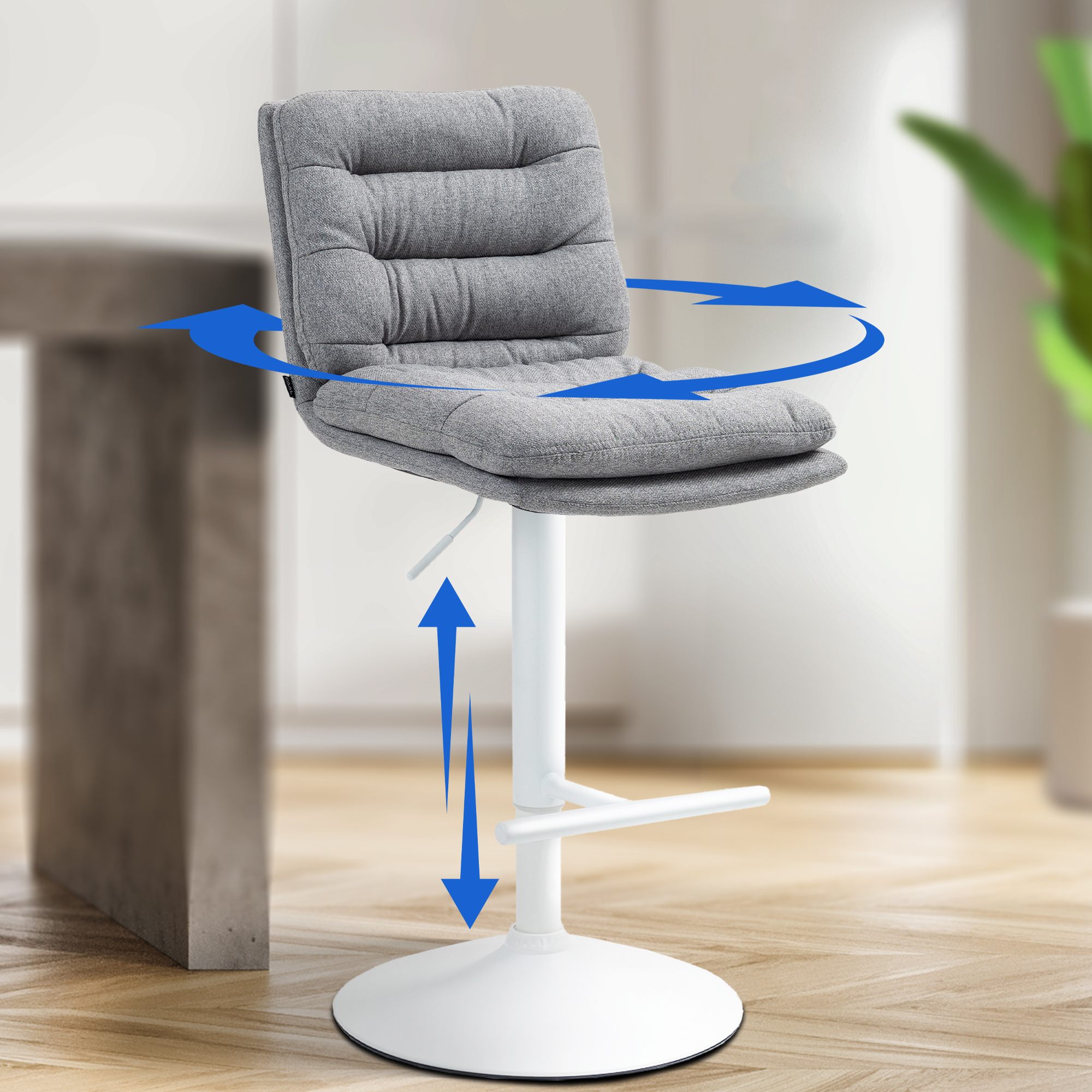 Lot de 2 tabourets de bar Damar tissu