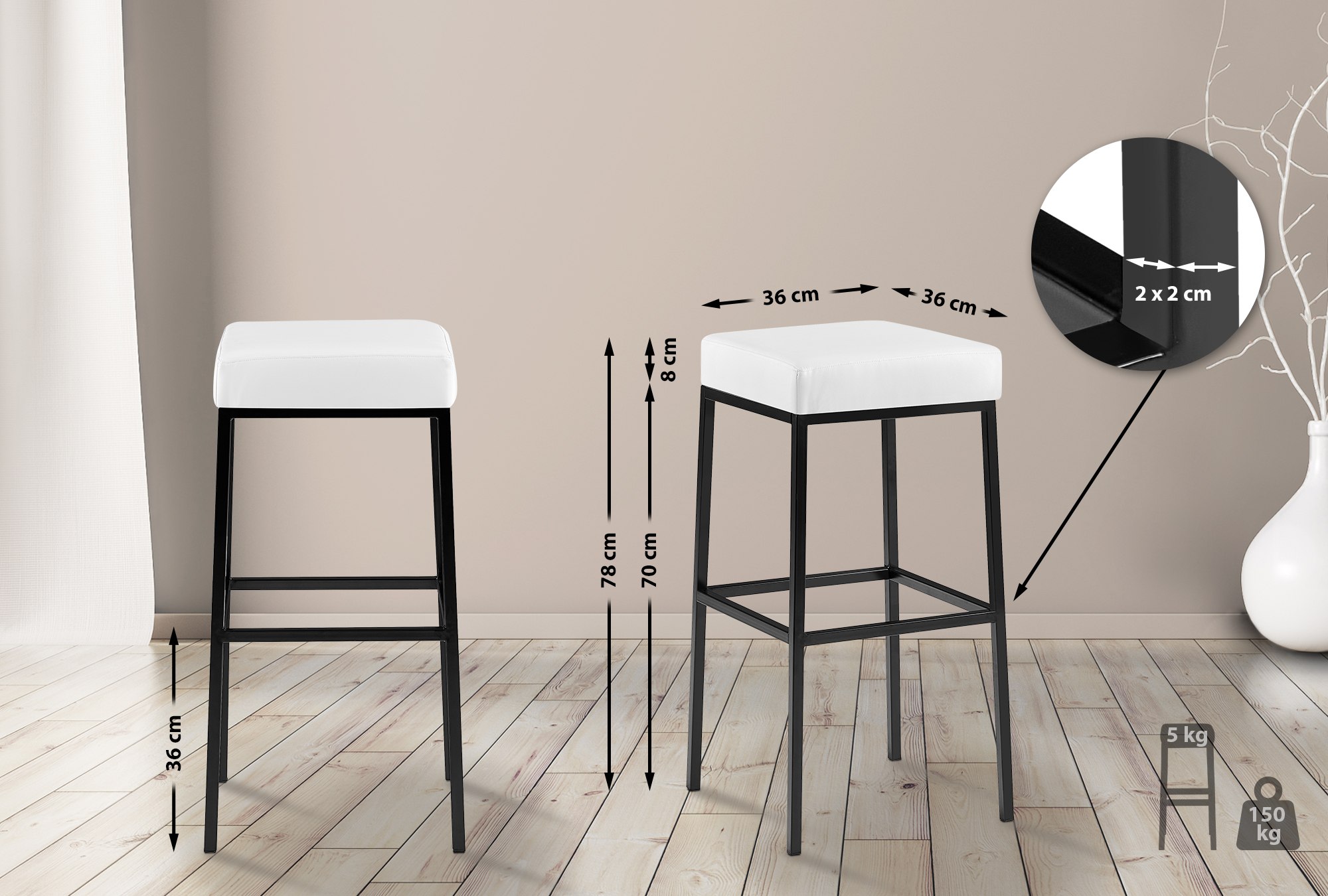 Tabouret de bar Montreal revêtement similicuir