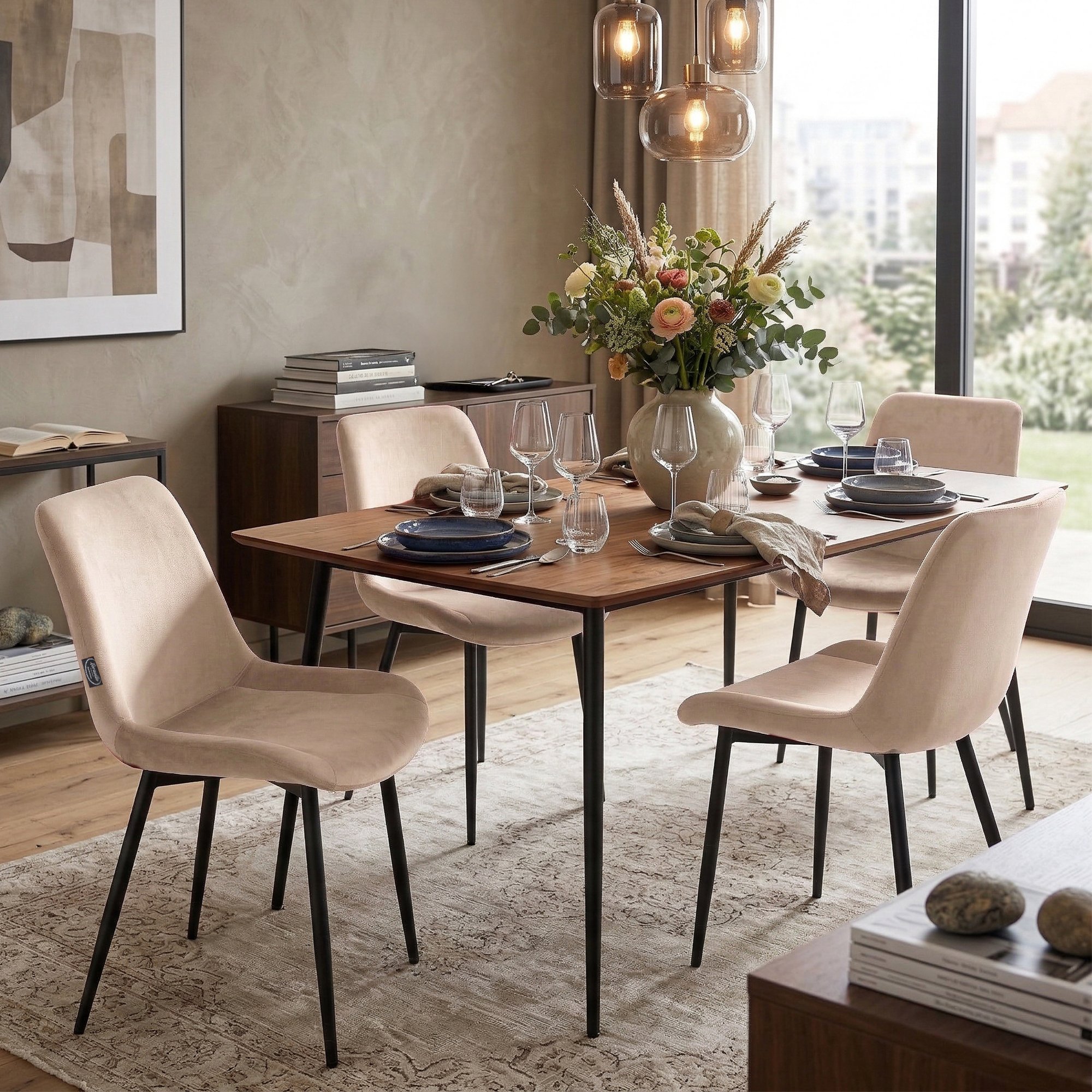 Lot de 2 Chaises de salle a manger Victoria en velours
