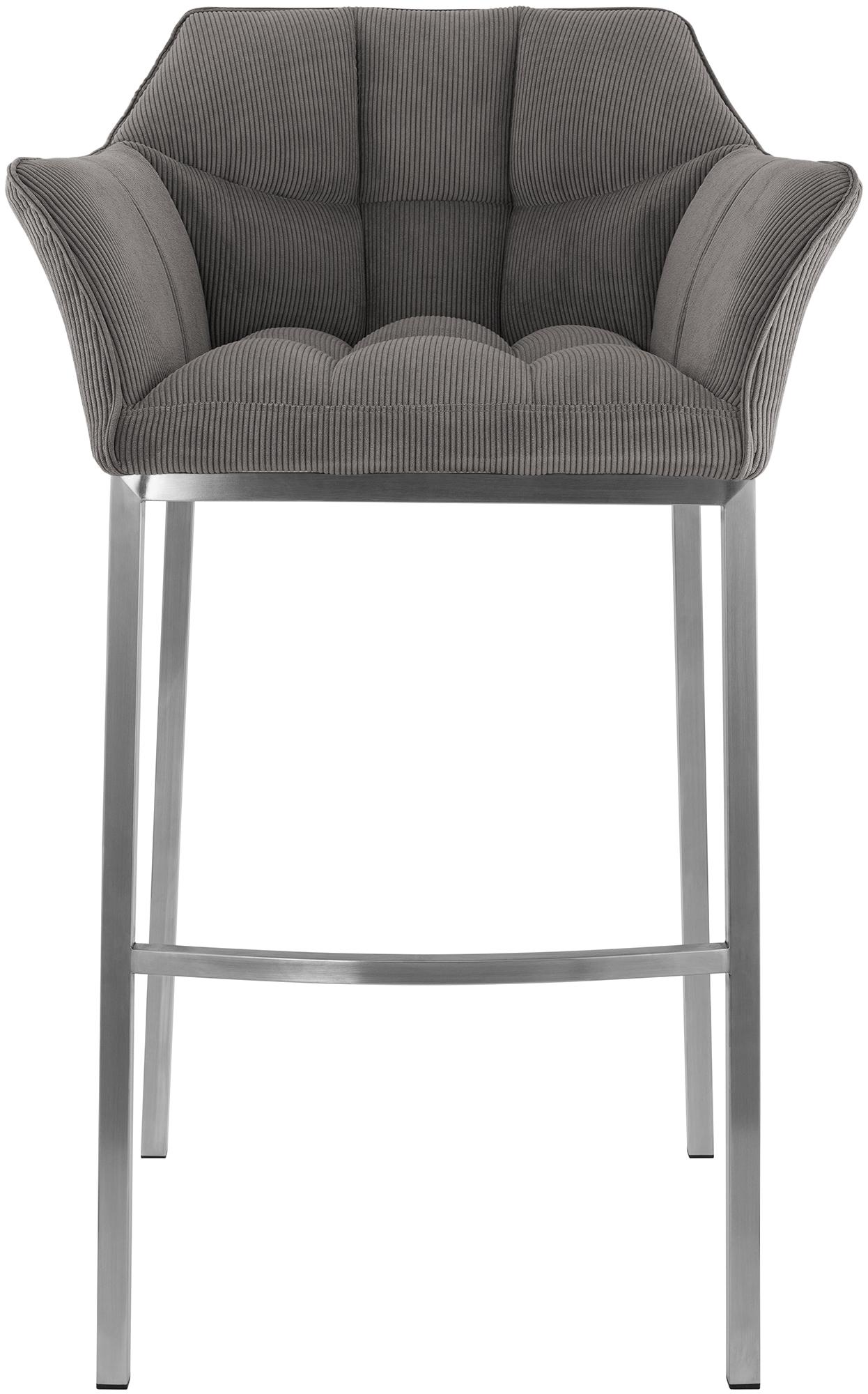 Tabouret de Bar Damaso en Velours Côtelé avec Piétement à Quatre Pieds