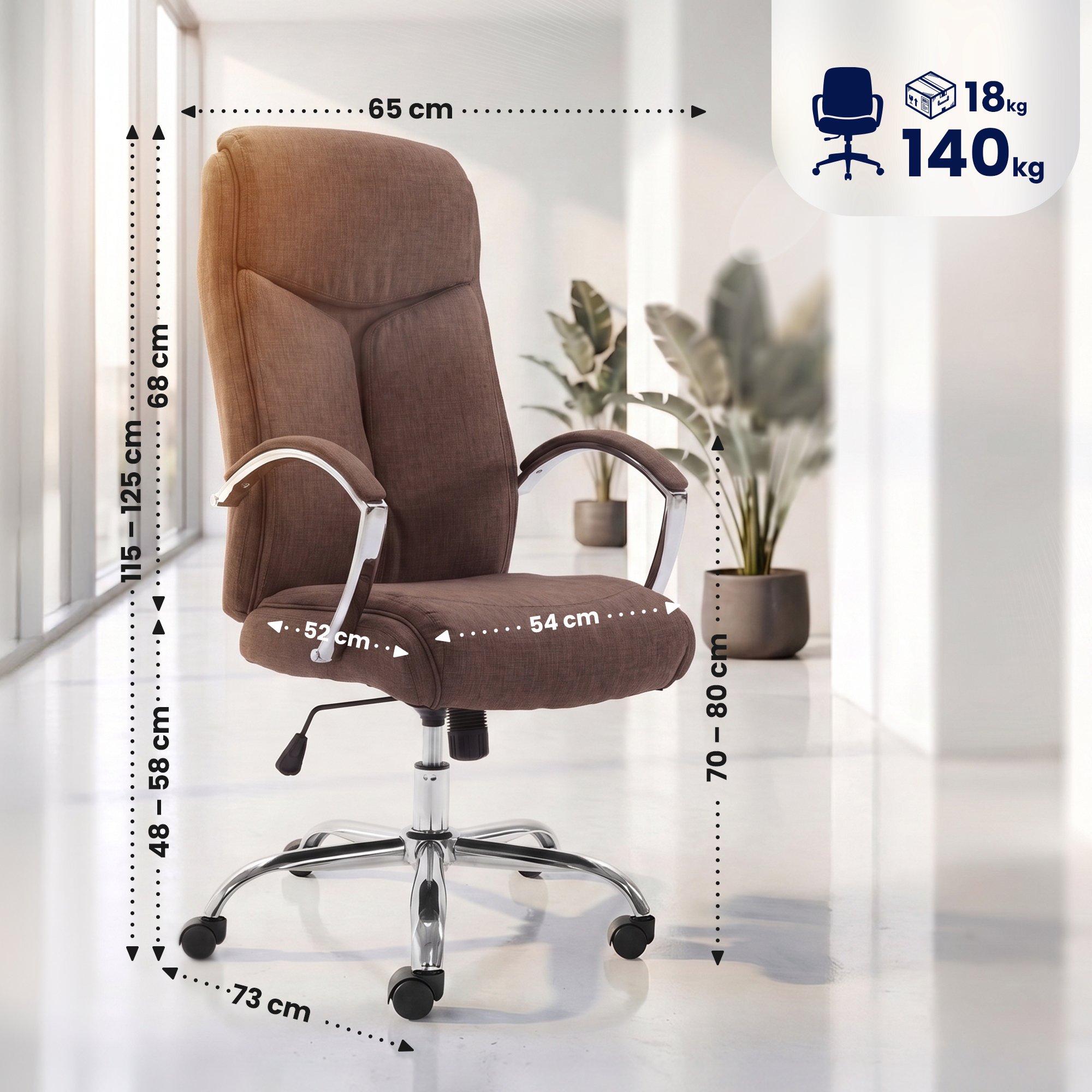 Chaise de bureau Arlen en tissu