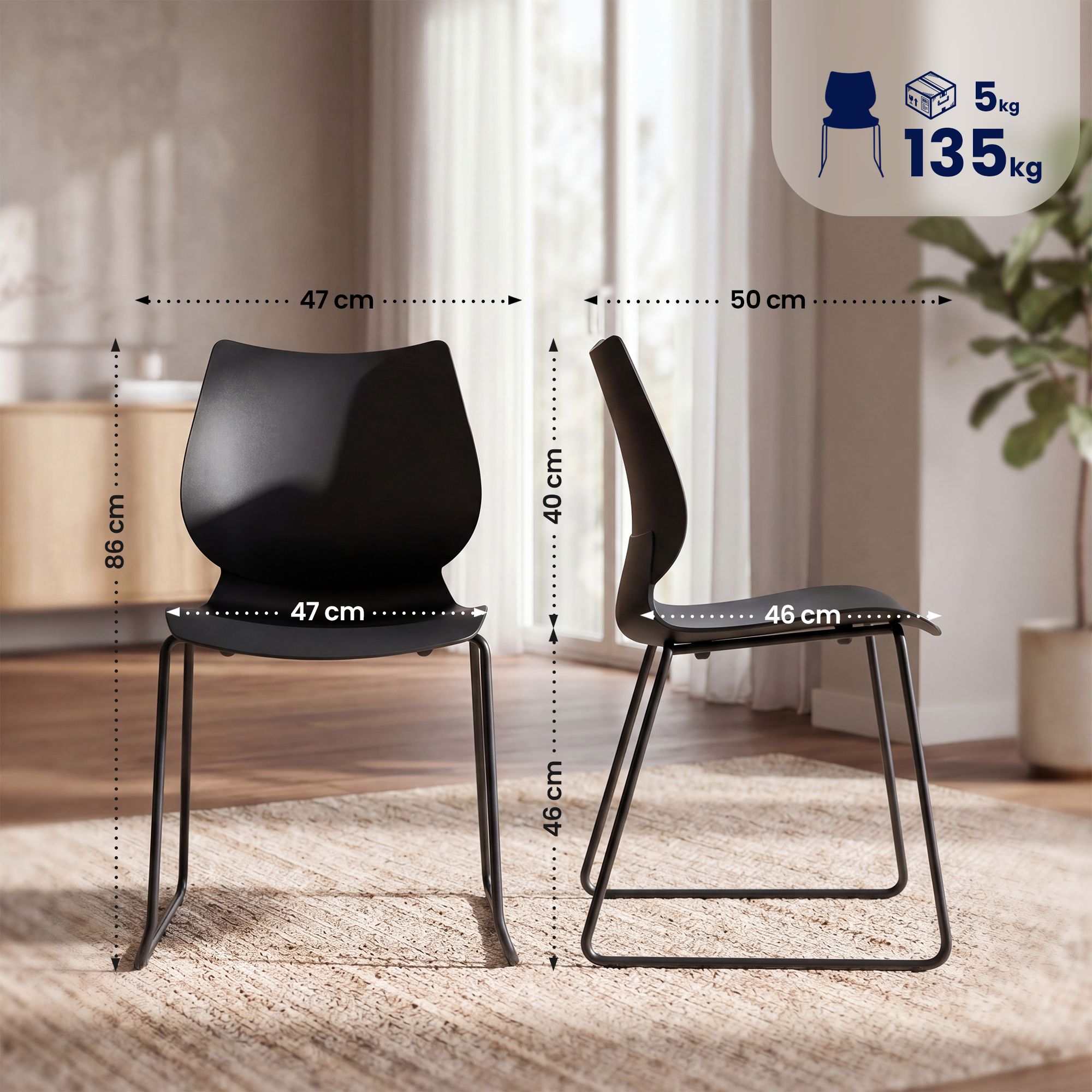 Lot de 2 chaises empilables Houma