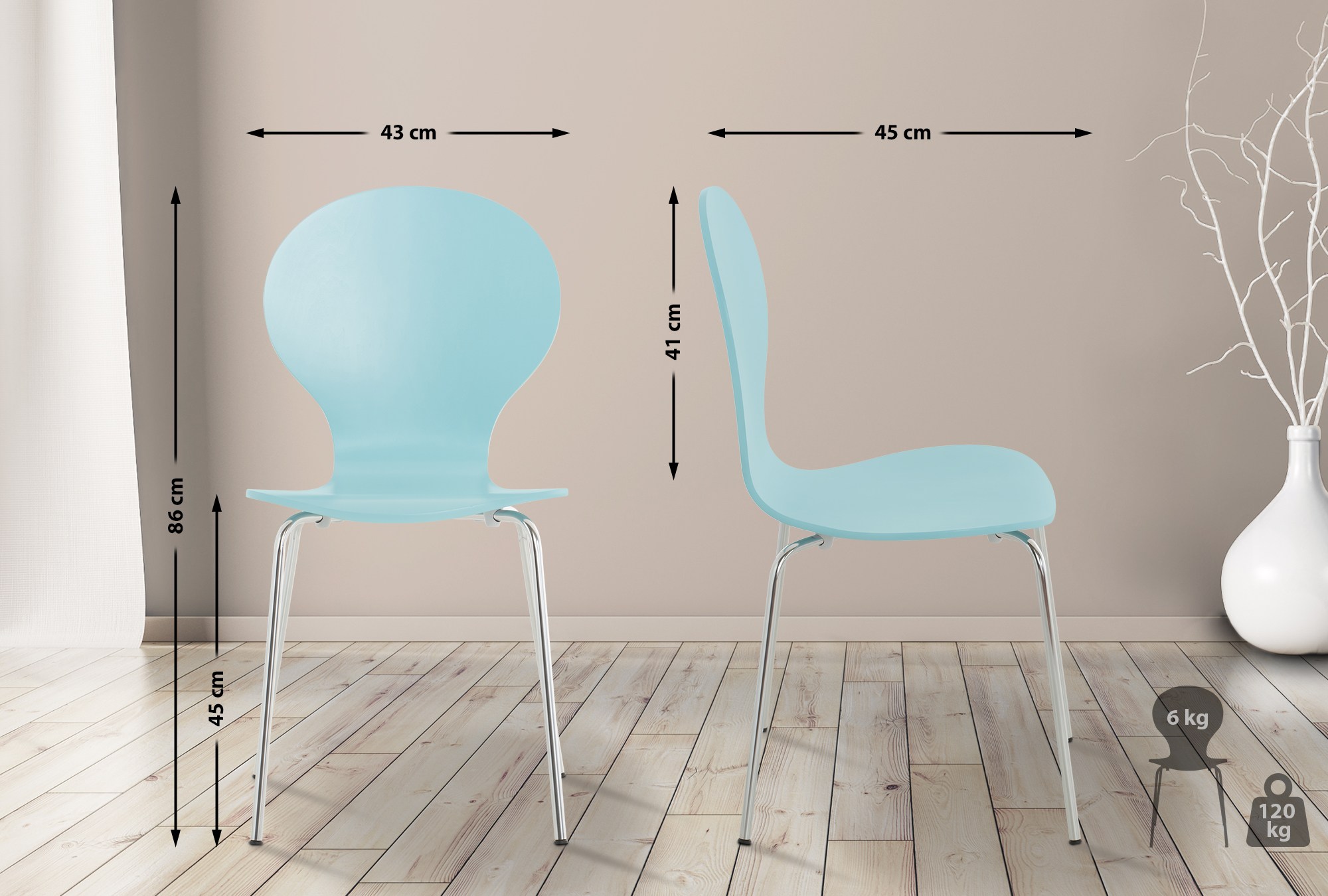 Lot de 8 chaises de visiteur Diego