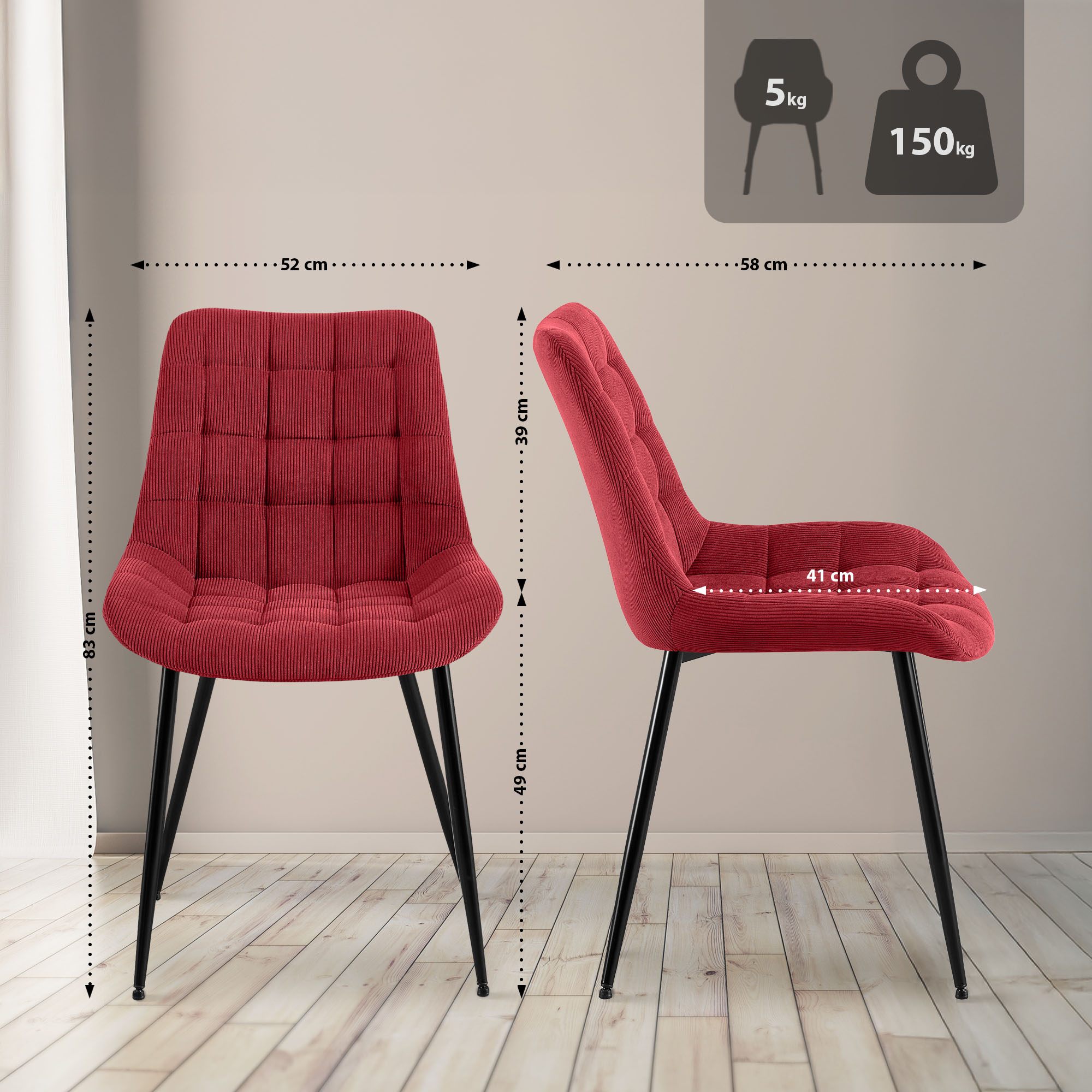 Chaise de salle à manger Sardna Cord