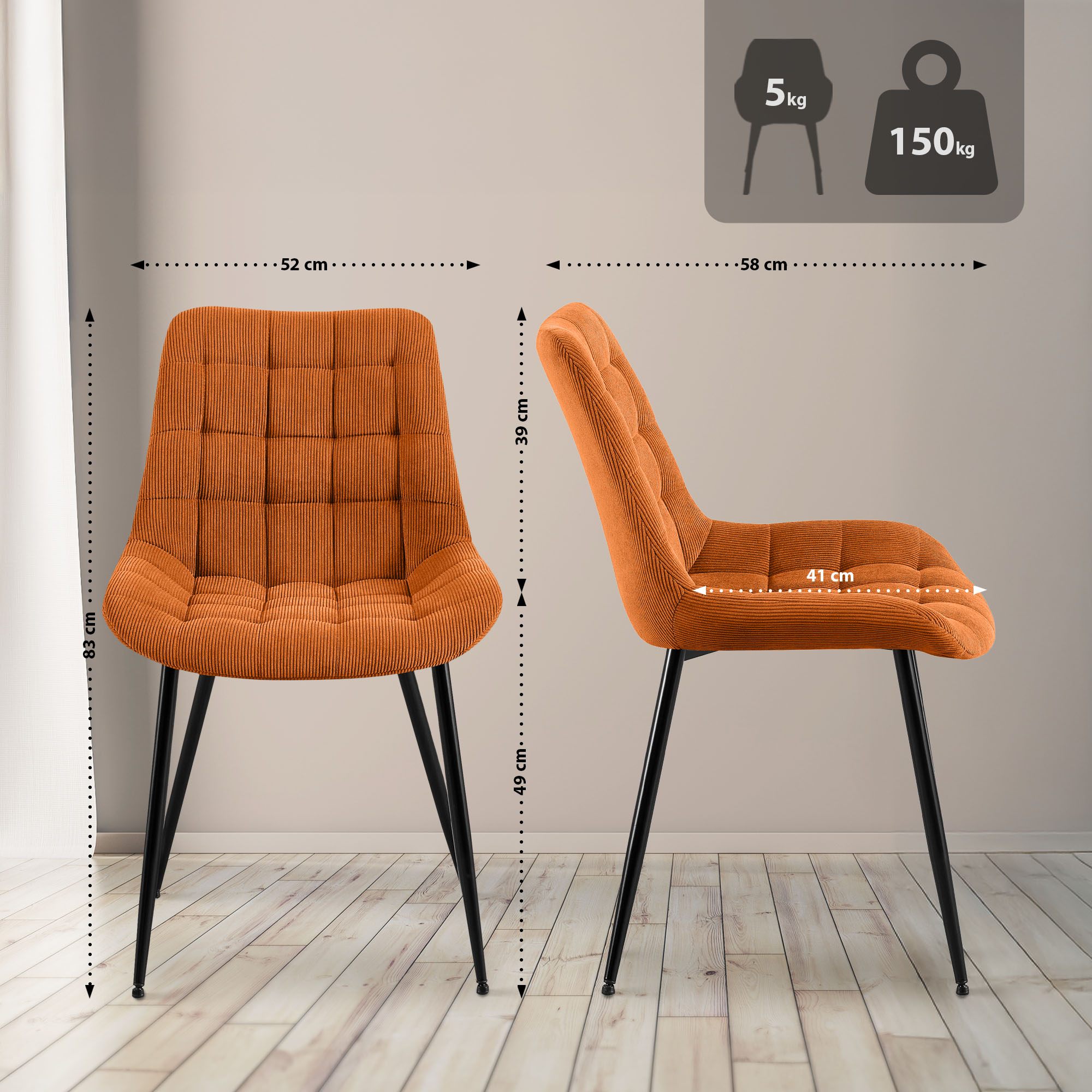 Chaise de salle à manger Sardna Cord