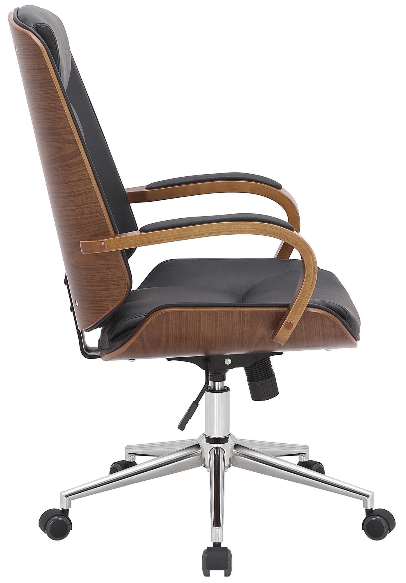 Fauteuil de bureau Yankton en similicuir avec coque de siège en bois