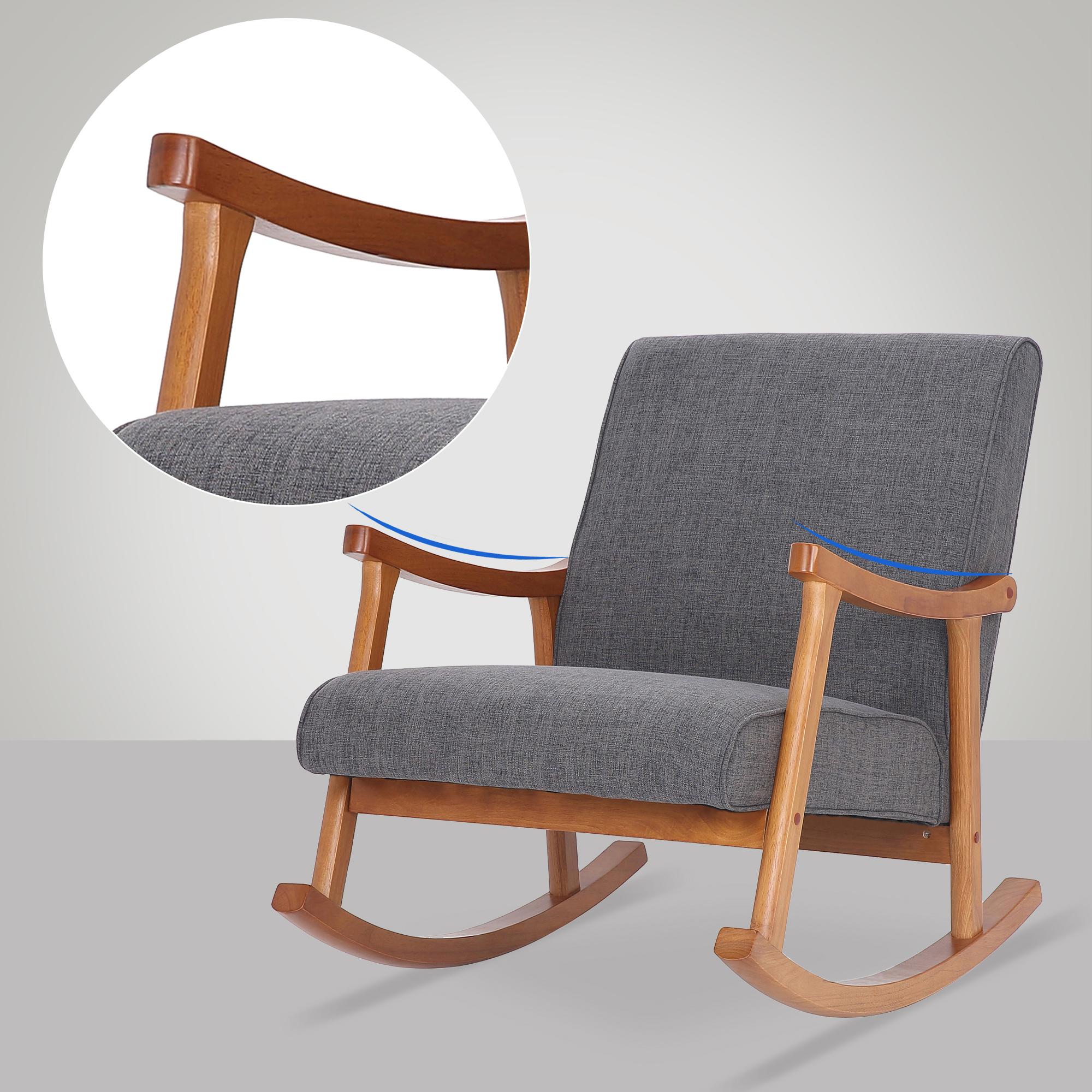 Chaise à bascule Morelia en tissu avec pieds Noyer