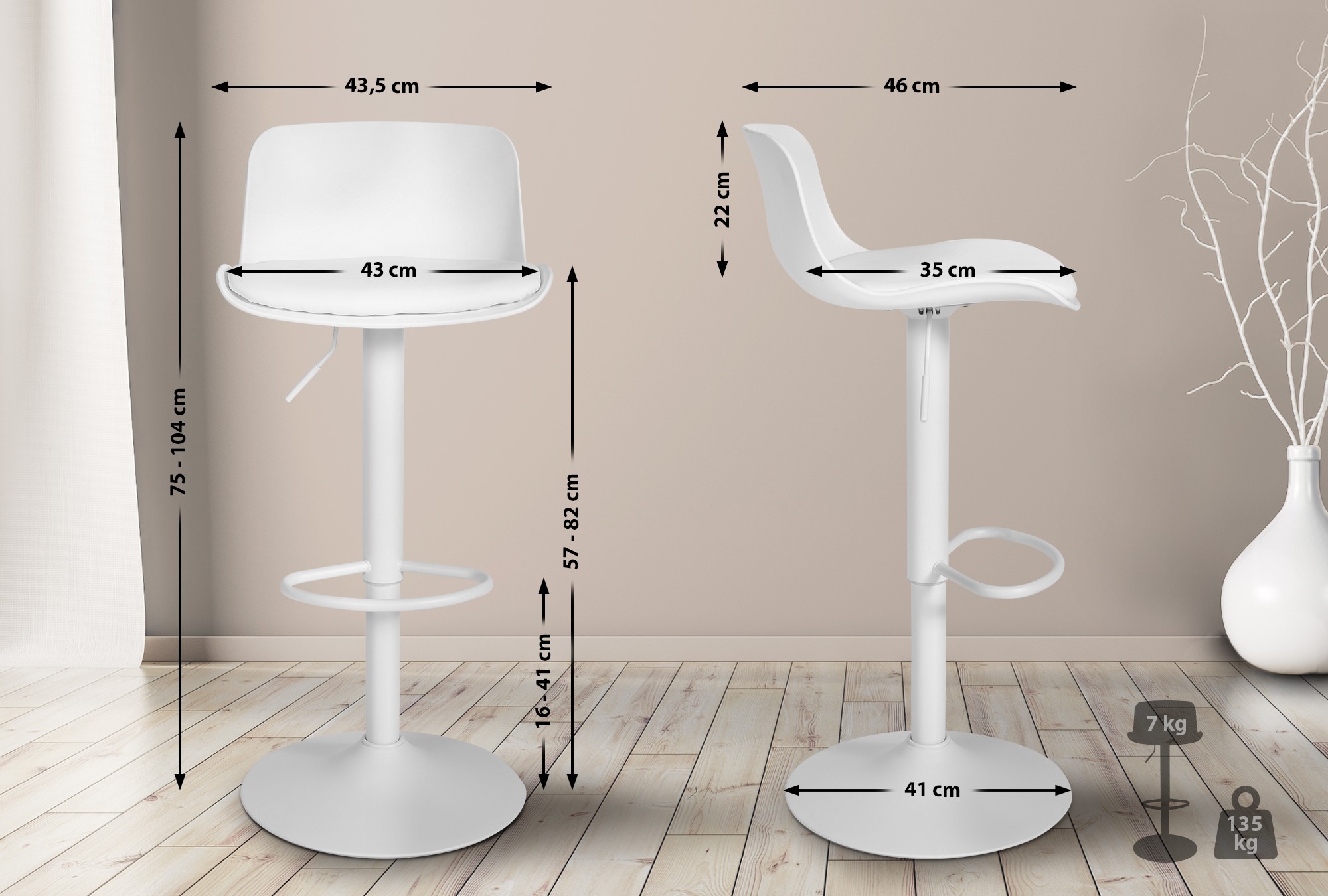 Lot de 2 tabourets de bar Almada en similicuir