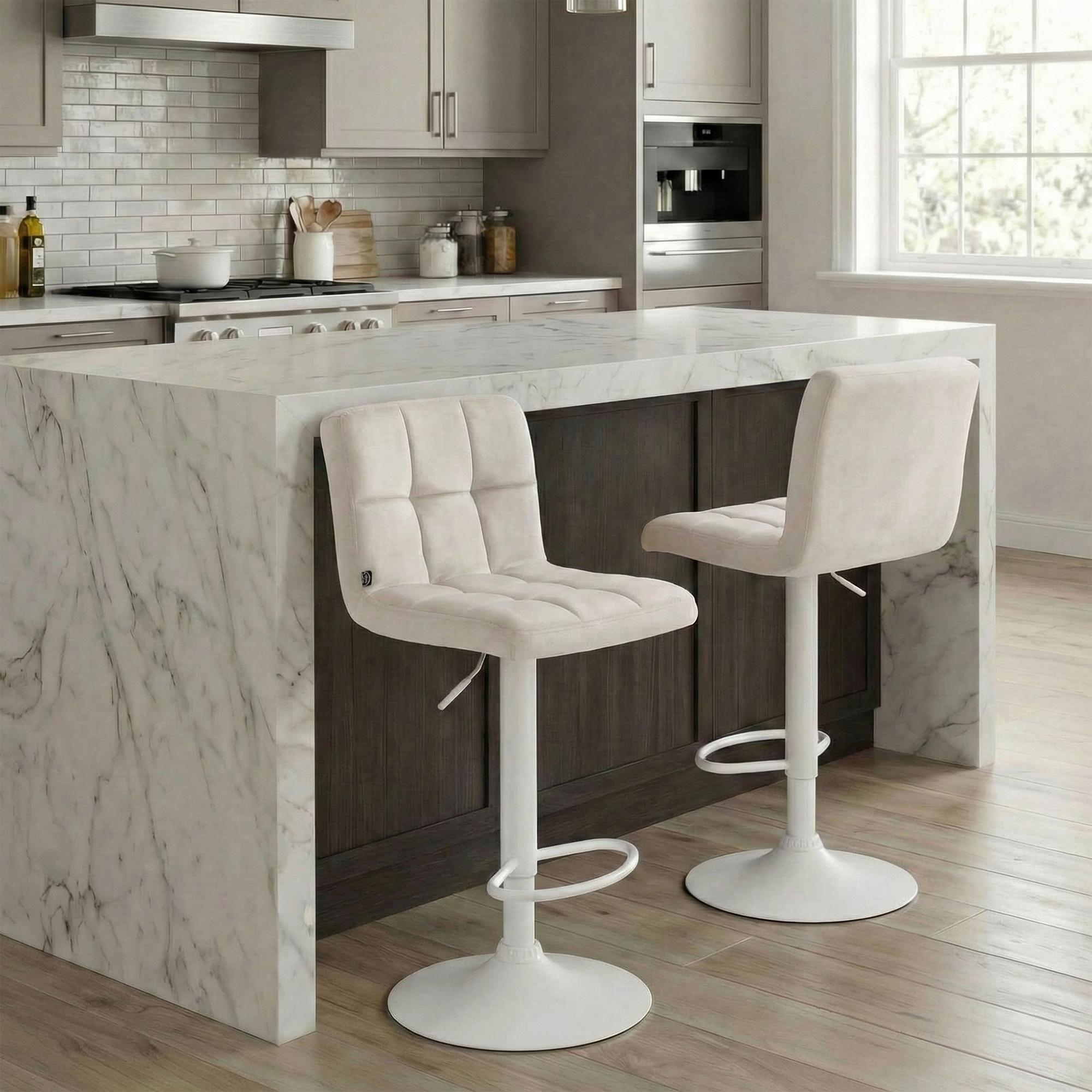 Lot de 2 tabourets de bar Peru velours