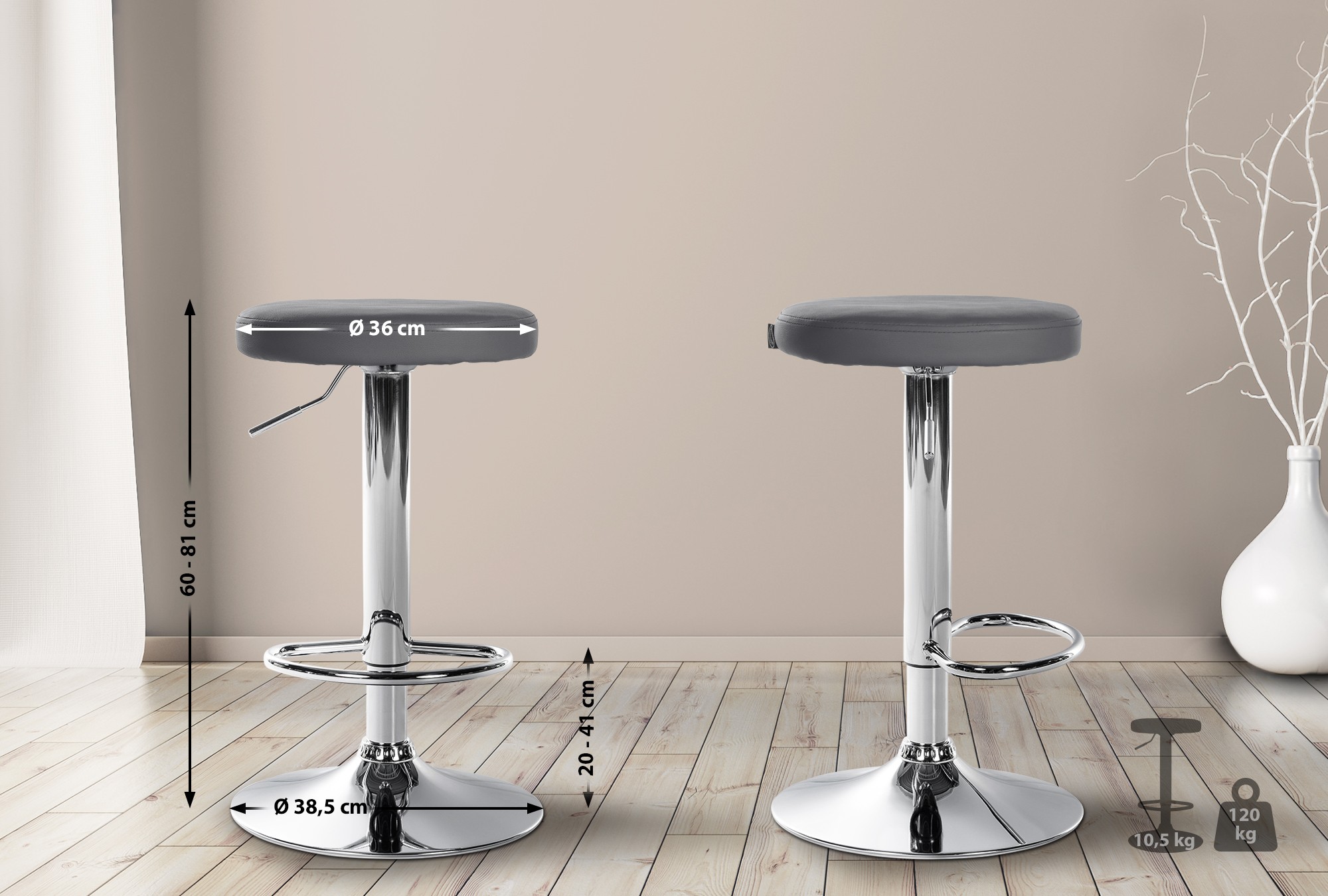 Lot de 2 tabourets de bar Ponte en similicuir