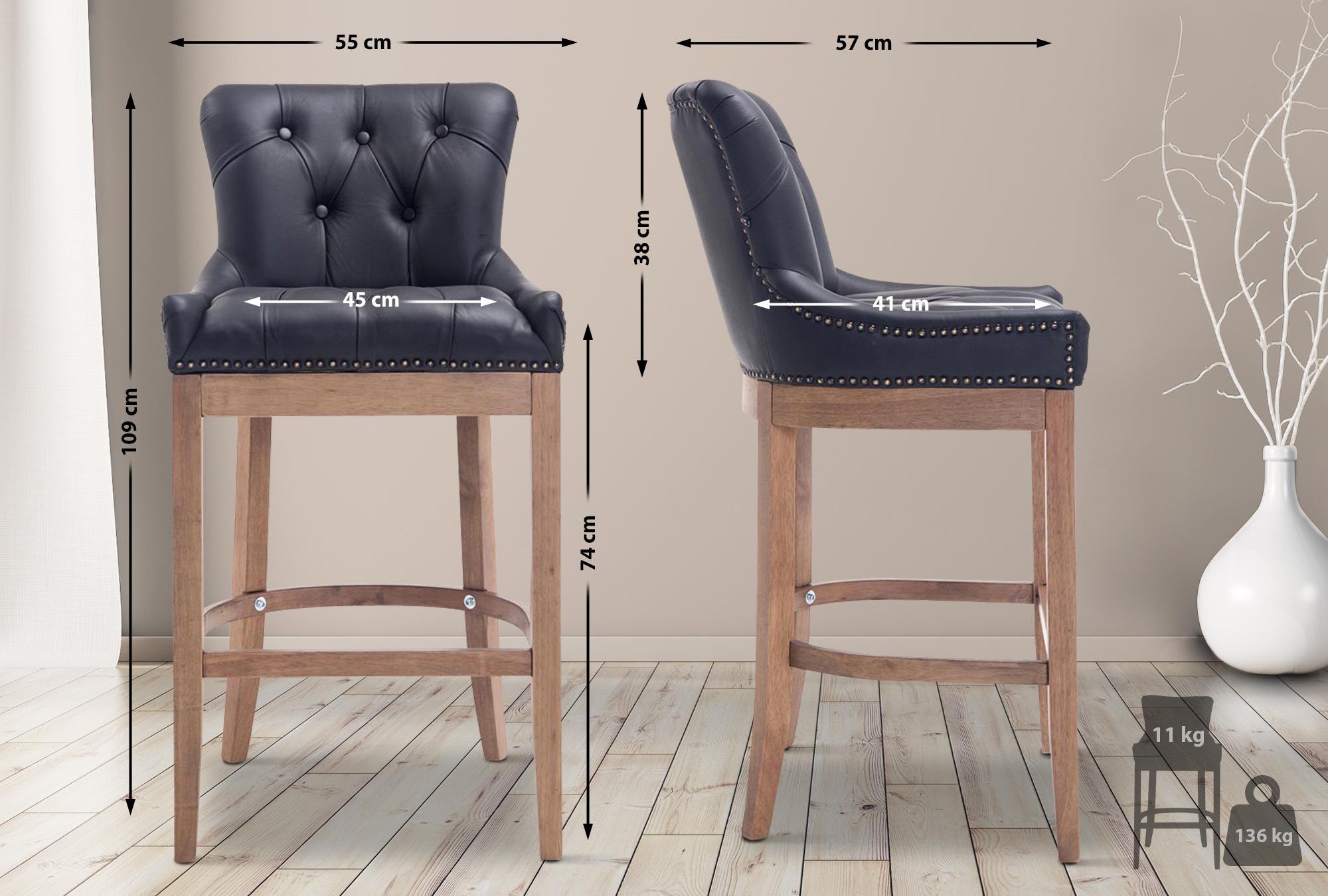 Tabouret de bar Lakewood antique-clair cuir véritable