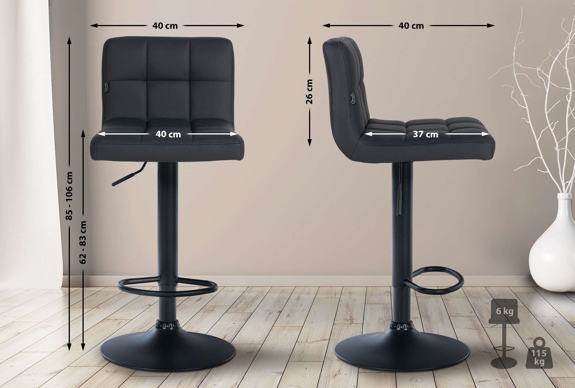 Lot de 4 tabourets de bar Feni similicuir