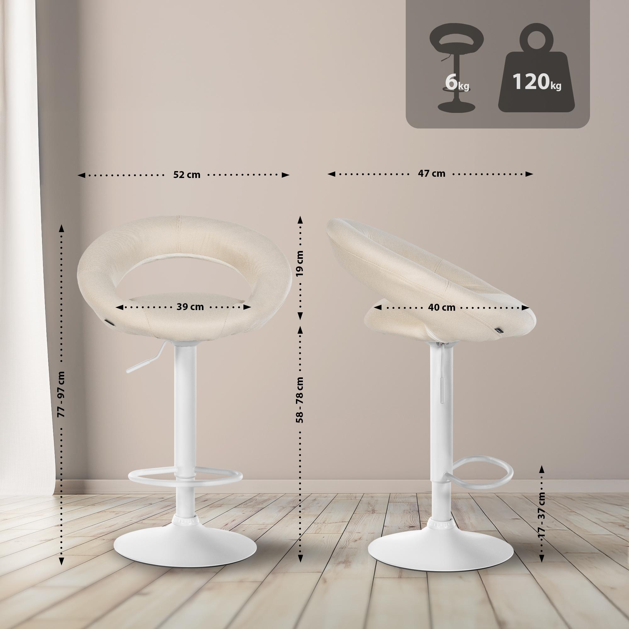 Lot de 2 tabourets de bar Olinda tissu