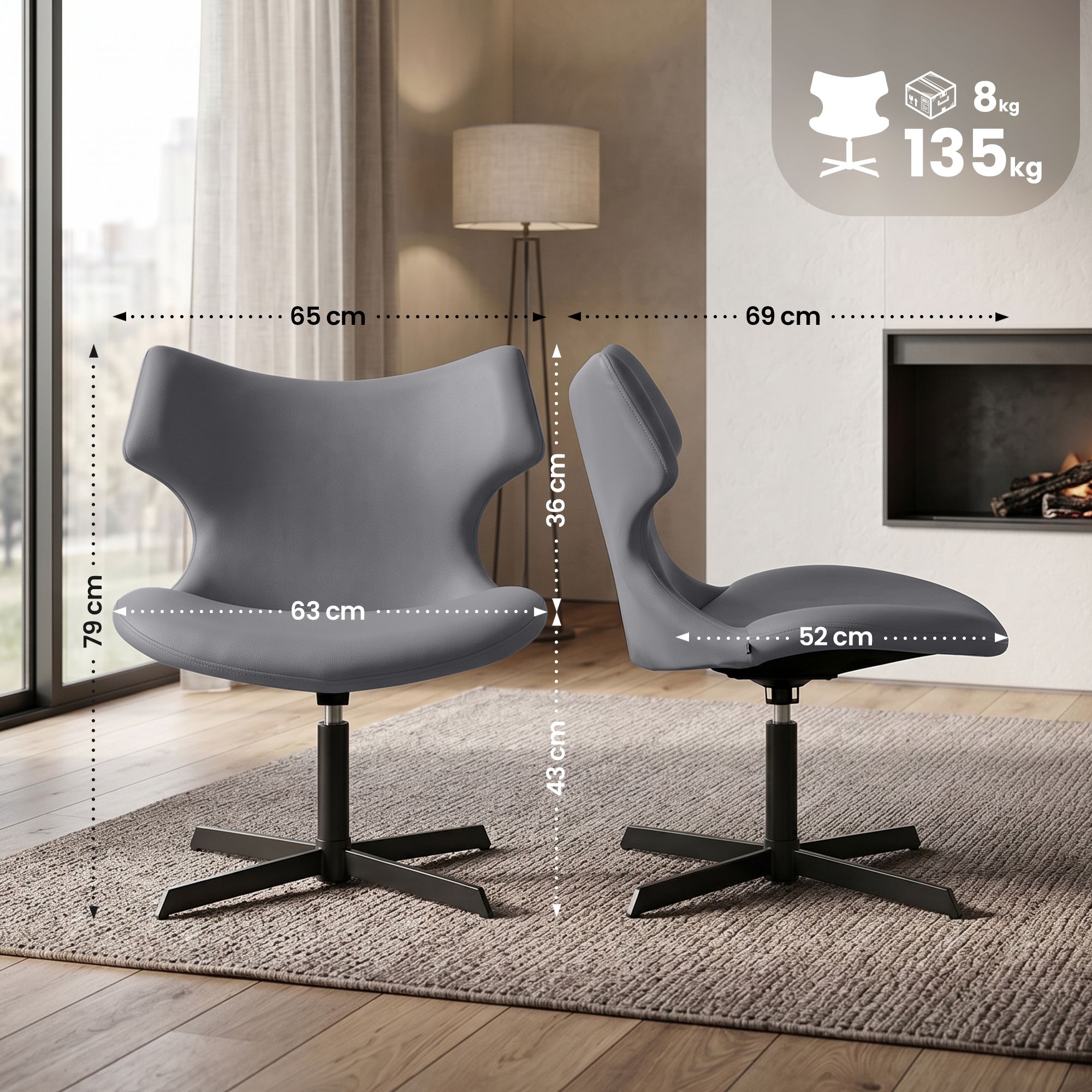 Lot de 2 fauteuils lounge Welland aspect cuir