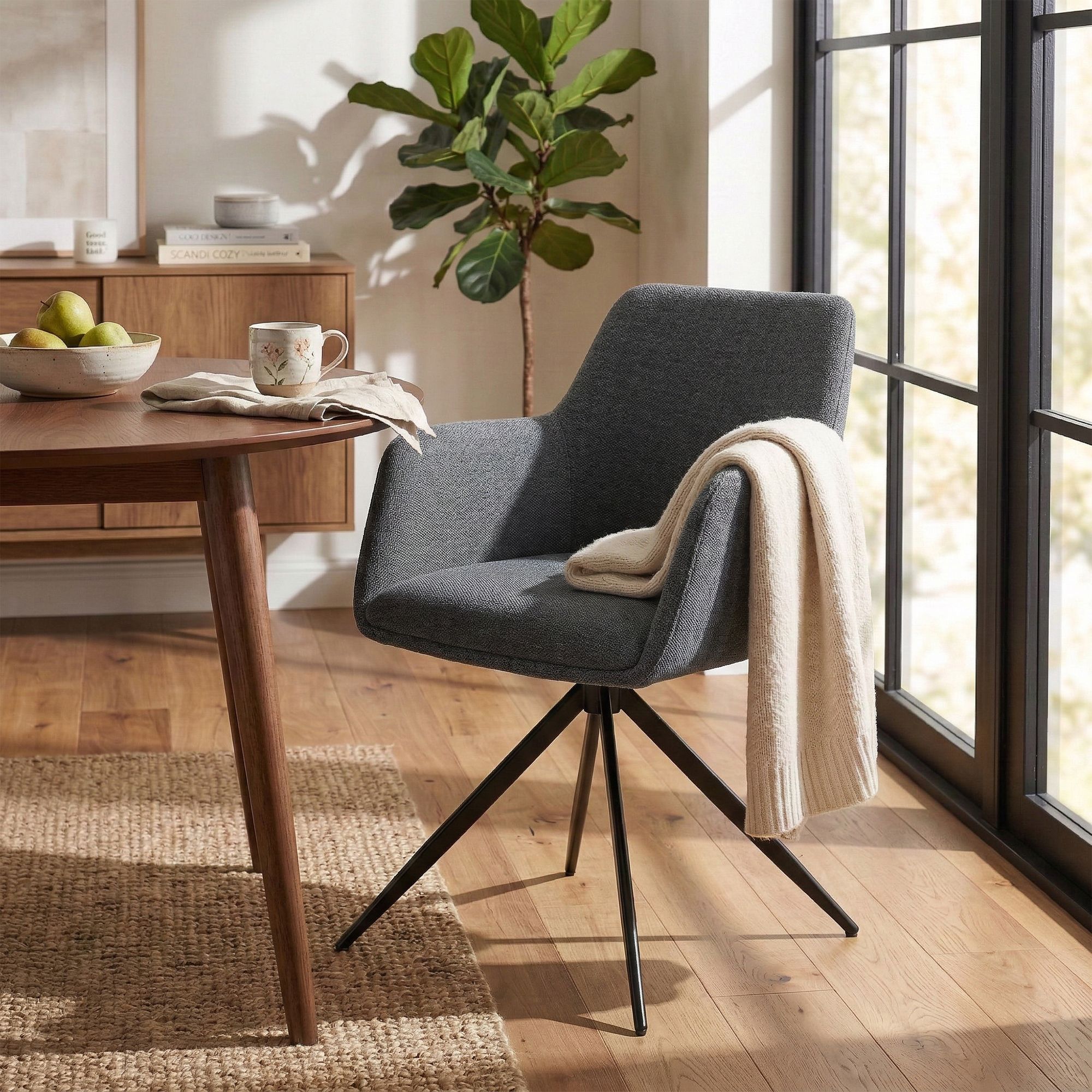 Chaise de salle a manger Olema en tissu