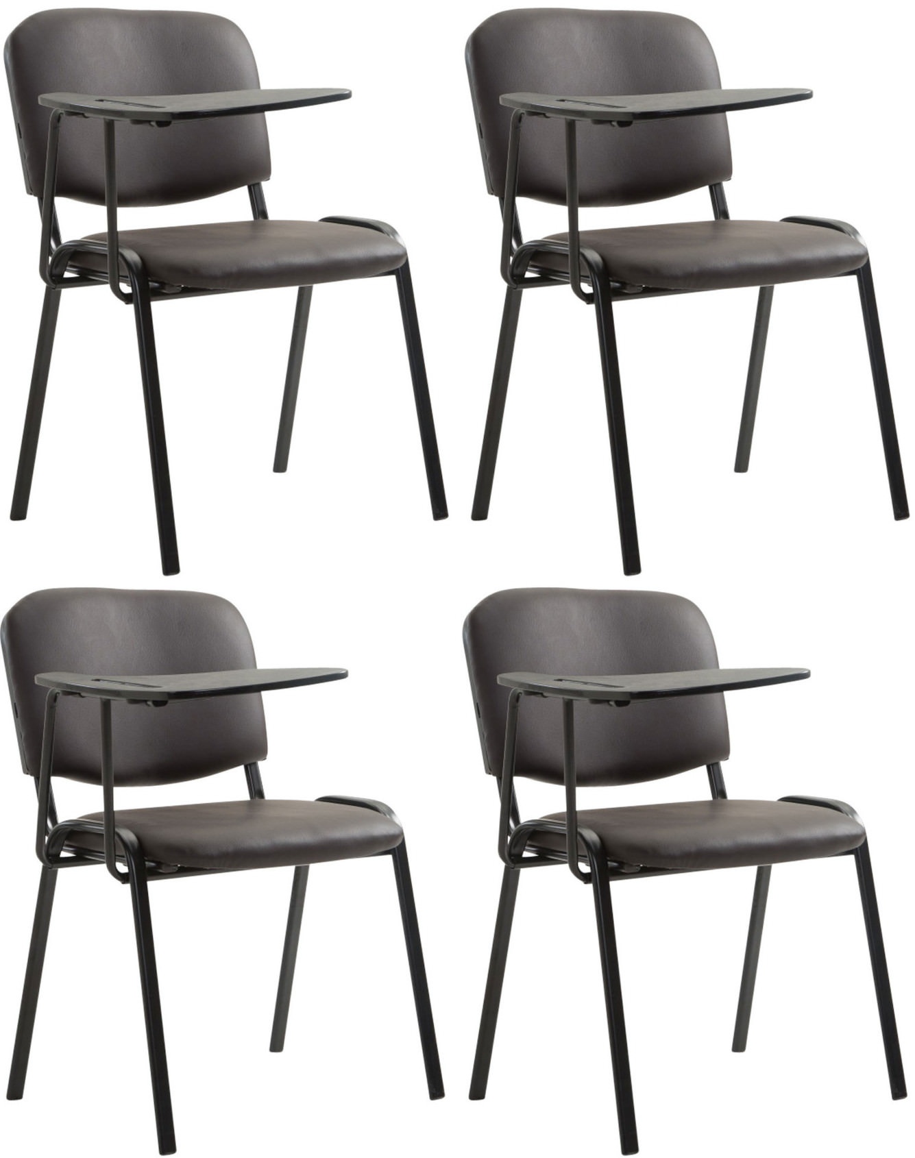 Lot de 4 Chaises Ken en similicuir avec tablette rabattable
