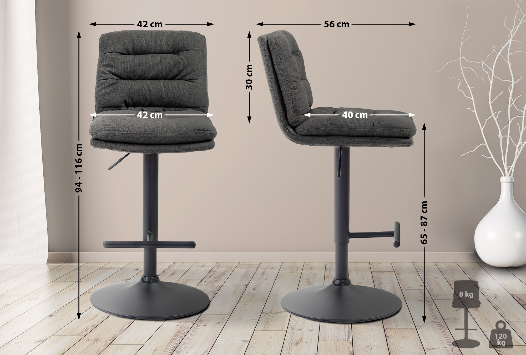 Tabouret de bar Damar Tissu