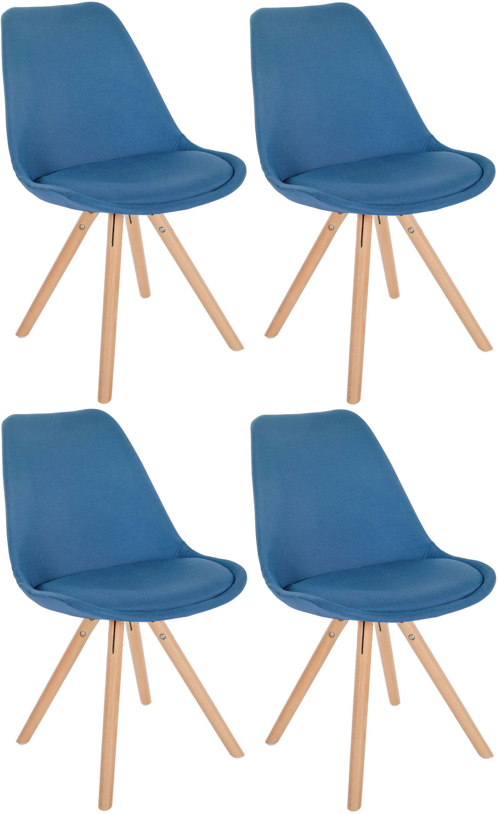 Lot de 4 chaises de salle à manger Sofia en tissu Pieds en bois