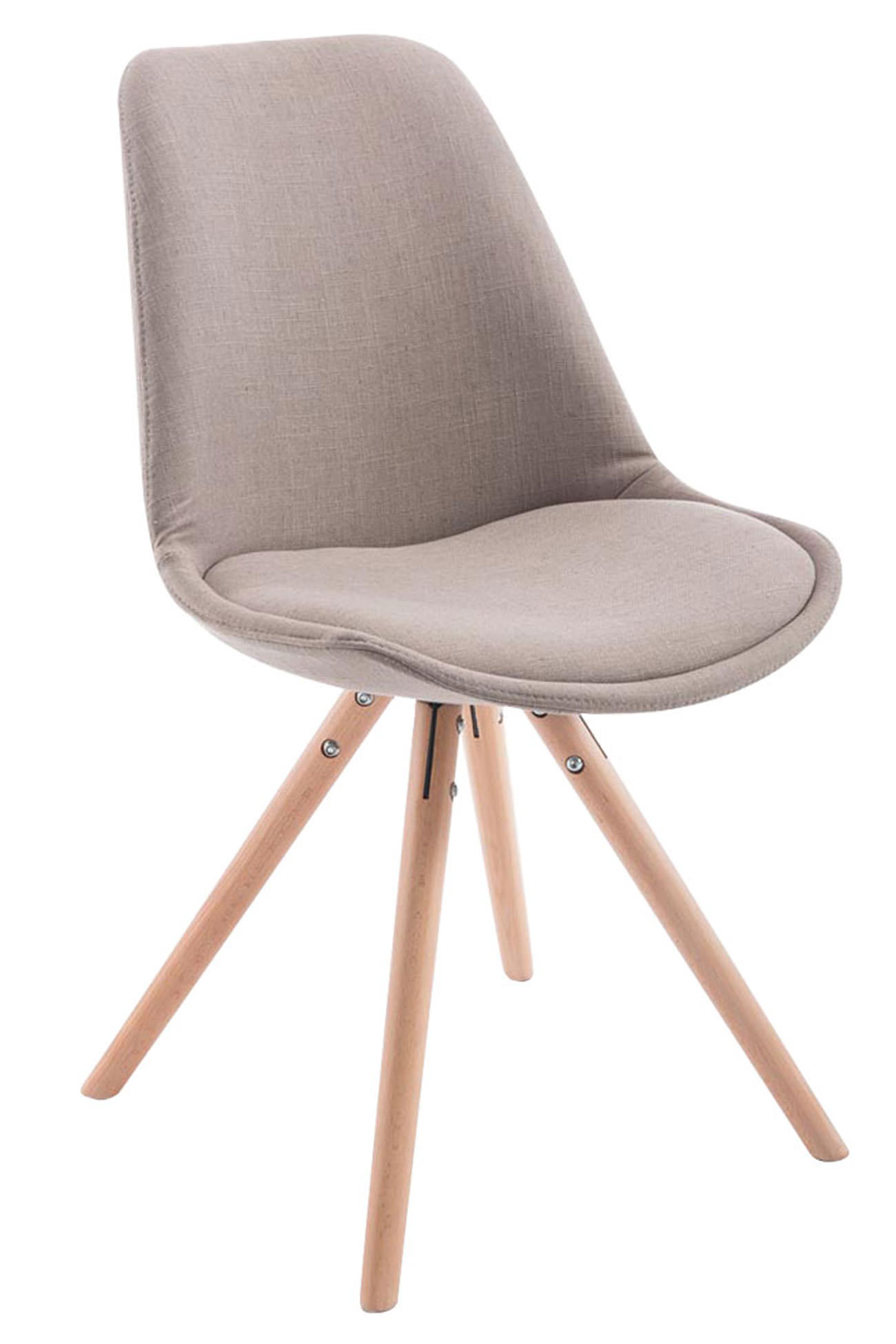 Lot de 4 Chaises de salle à manger Toulouse Tissu Pieds ronds bois