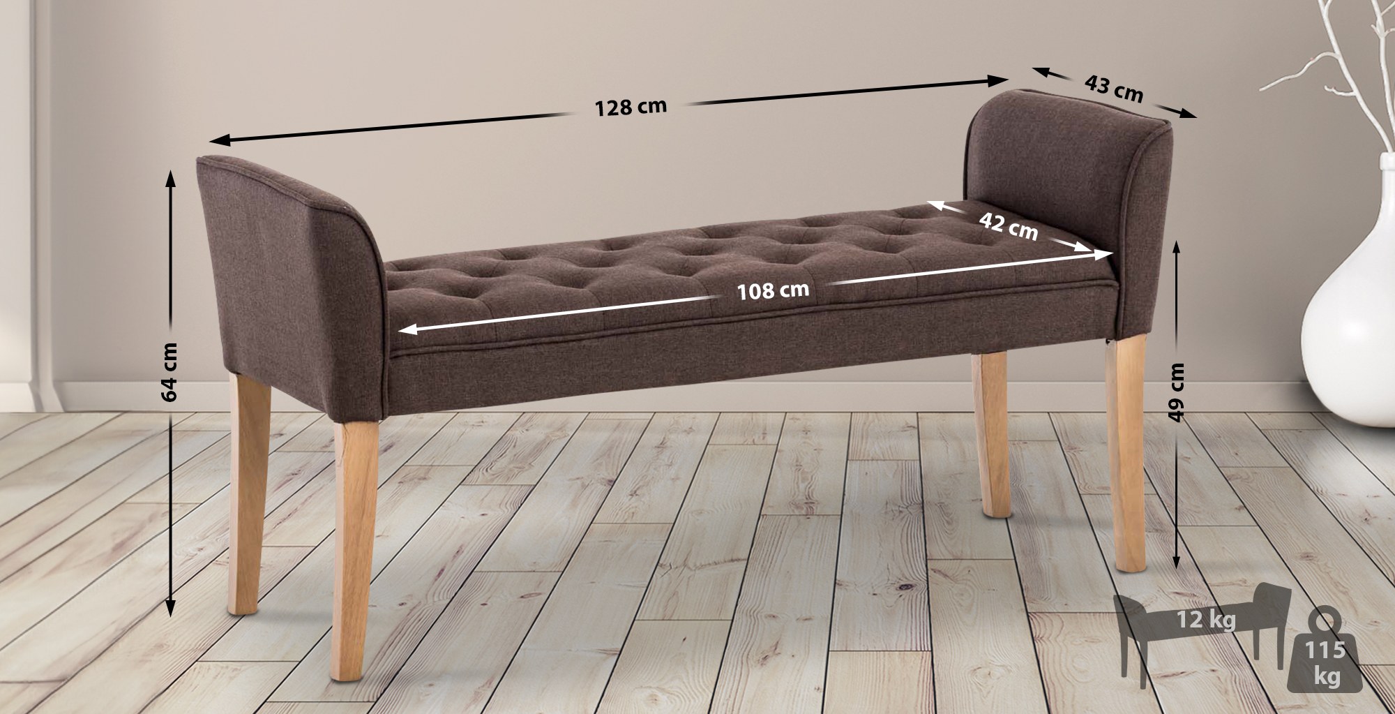 Banquette style Chersterfield Cleopatra en tissu