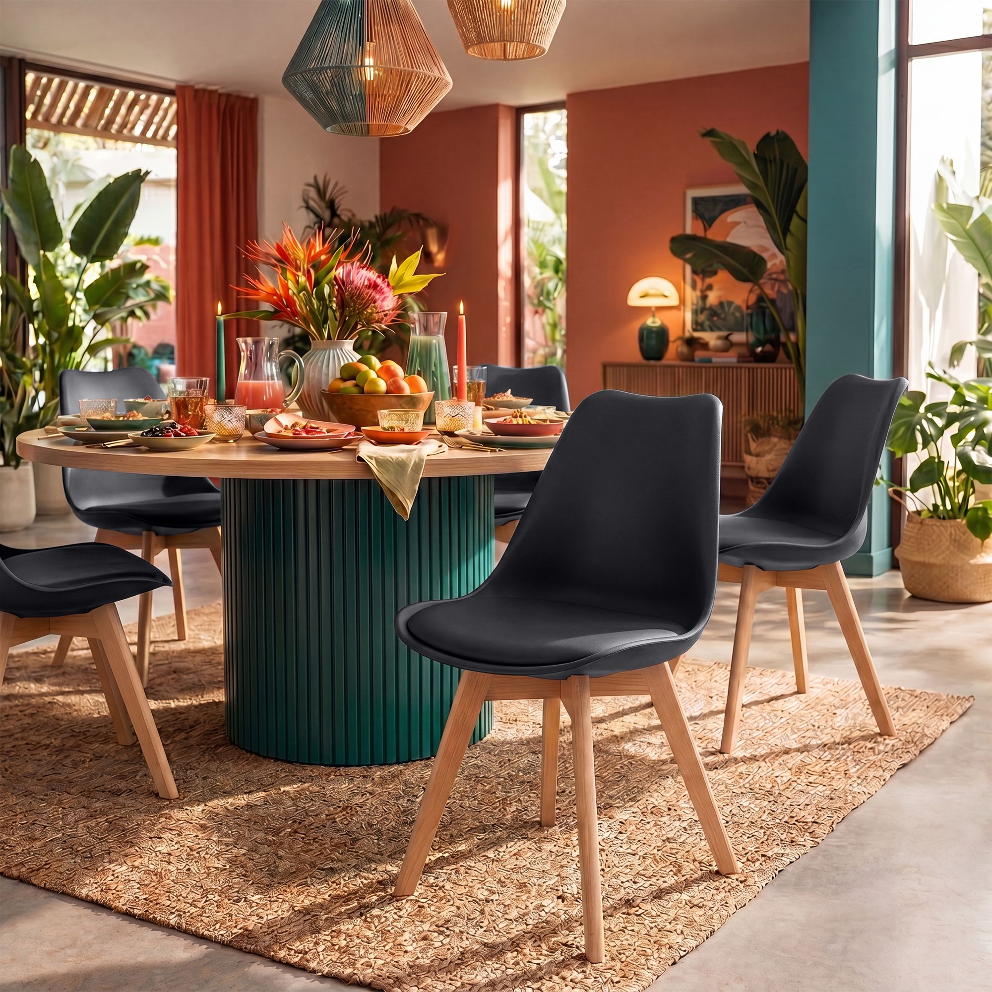 Lot de 4 chaises de salle a manger Linares