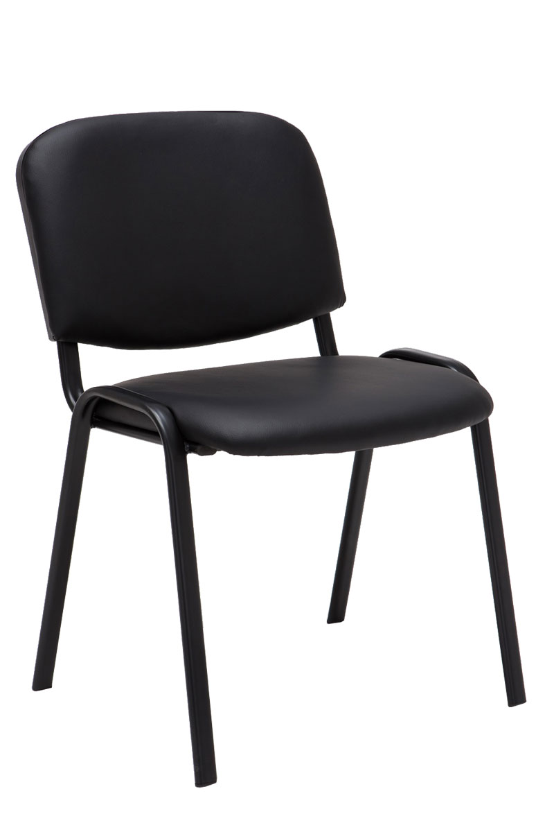 Lot de 4 chaises visiteur empilables Ken en similicuir et piètement noir