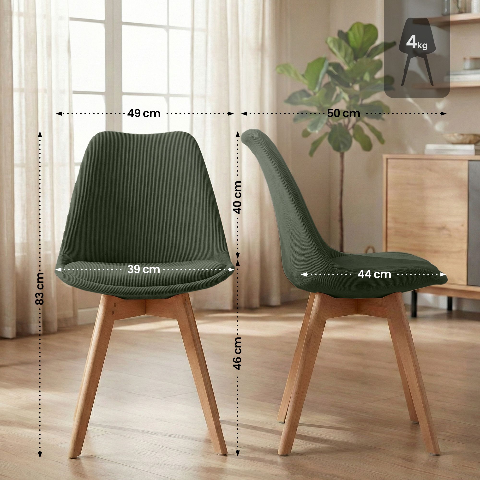 Lot de 4 chaises de salle a manger Linares