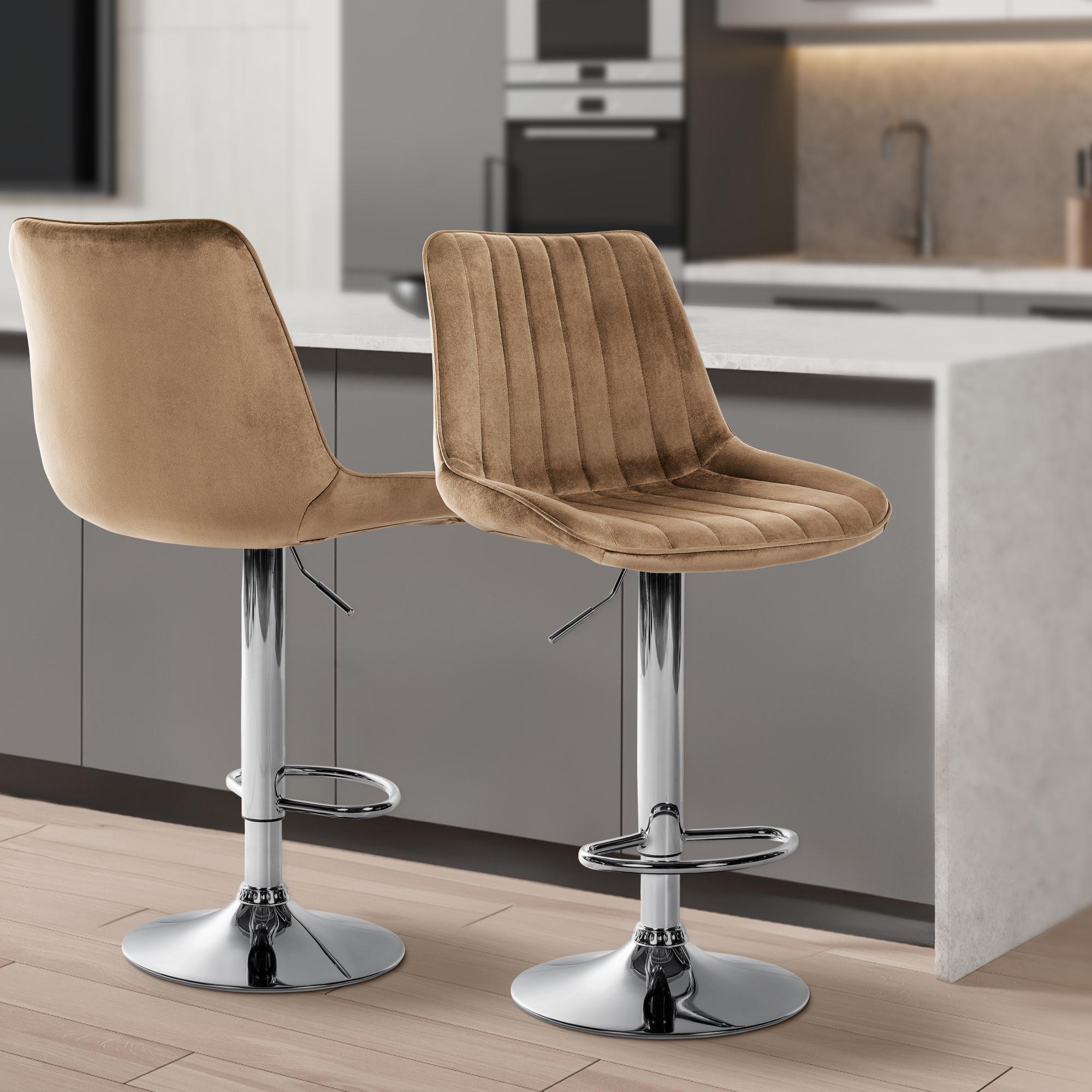 Lot de 2 tabourets de bar Toni velours