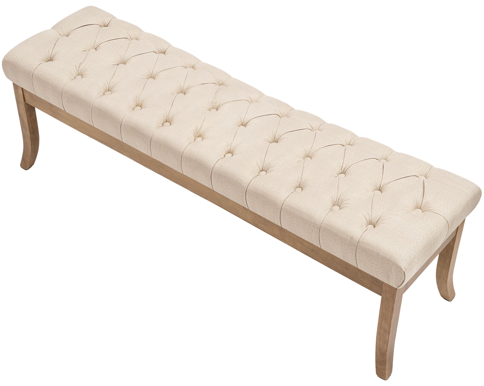 Banc Ramses tissu pieds antique clair
