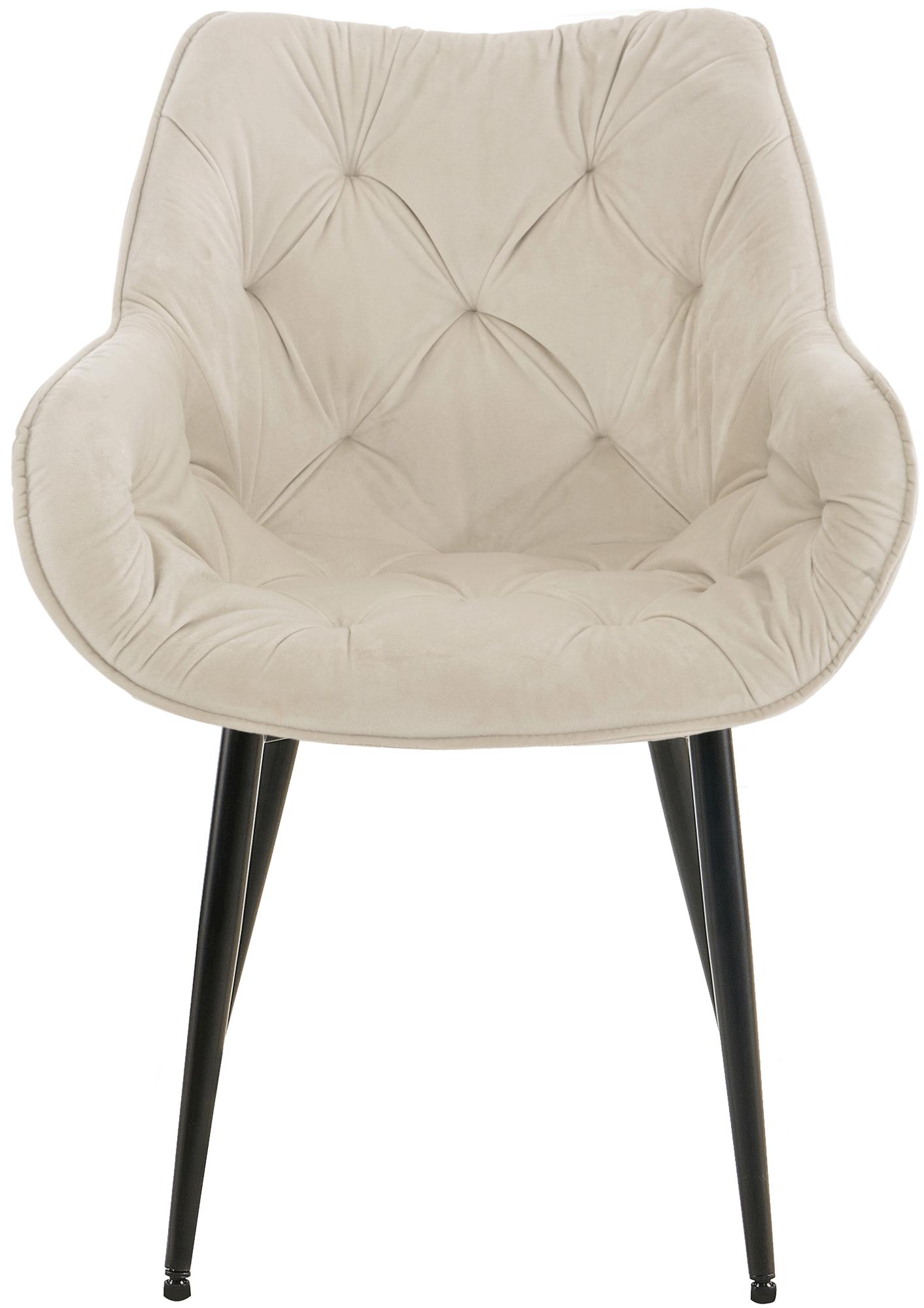 Chaise de salle à manger Tanna en Velours avec Piètement en Métal noir